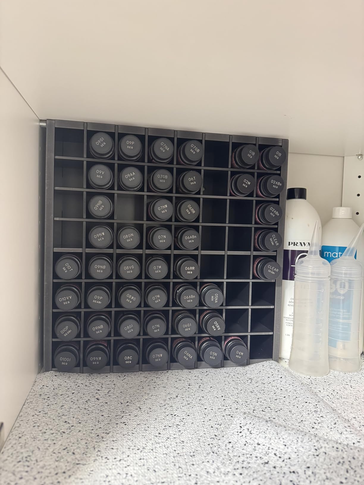 Krafetto 2 Pack 64-Grid Paint Organizer for 2 Oz Bottles, Wall Mount, Stackable Design Keeps Acrylic Craft Paints Visible, Organized and Easy to Reach customer photo 2