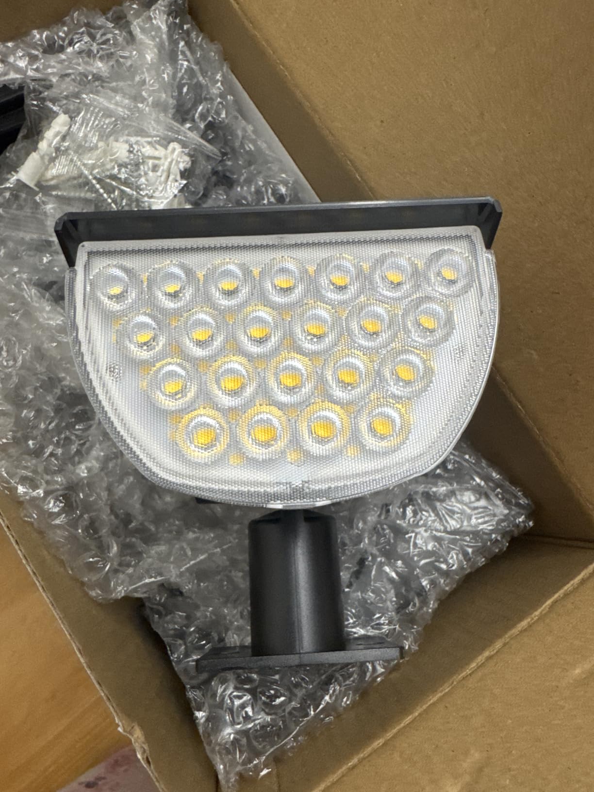GKGG Solar Lights Outdoor Waterproof IP65, Solar Powered 76 LED 3 Lighting Modes Solar Spot Lights Outdoor for Yard Garden Landscape Pathway (Warm White, 4 Pack) customer photo 1