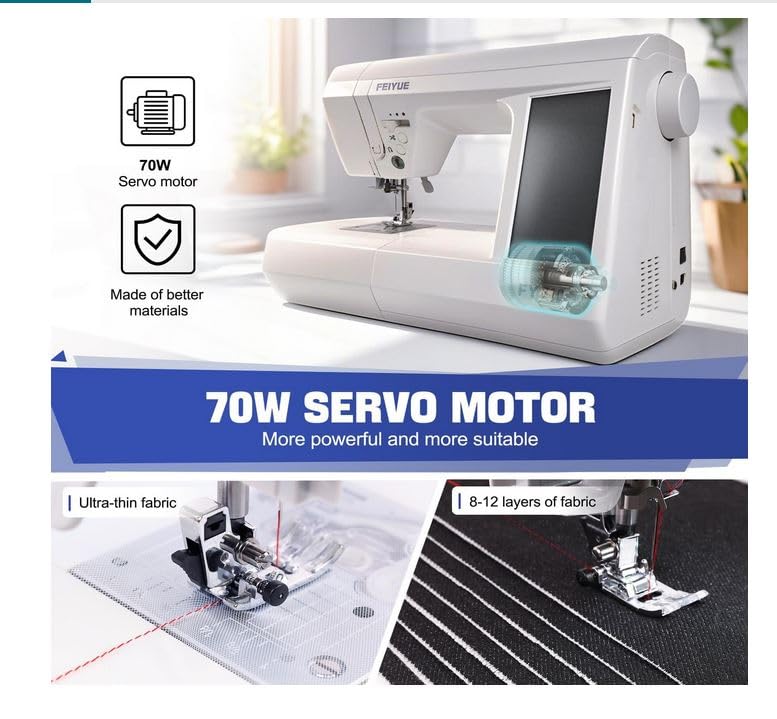 FEIYUE FY710 Computerized Sewing Machine, 180 Stitch Patterns, LCD Display | Stitch Memory, Adjustable Speed, Automatic Thread Cutter, Presser Foot Set, Quilting & Monogramming customer photo 2