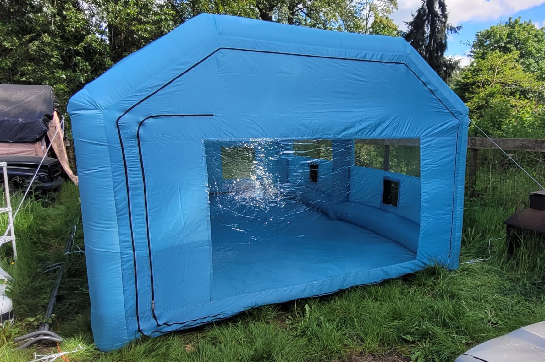 Inflatable Paint Booth for Car 20x13x9FT Portable Spray Booth Tent with 750W + 370W Dual Blowers Air Filter System for DIY Spray Car Truck Motorcycle Garage Furniture Part Painting customer photo 1