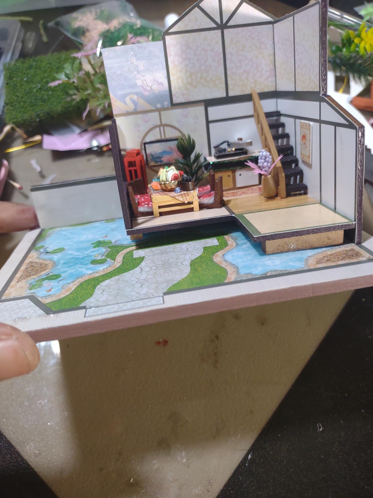 DIY Japanese Miniature House Kit Dollhouse Kit for Adults to Build | Mini House Kit with LED, Model Building Diorama Kits, Ideal Gifts for Birthday Christmas(Japanese Garden House) customer photo 1