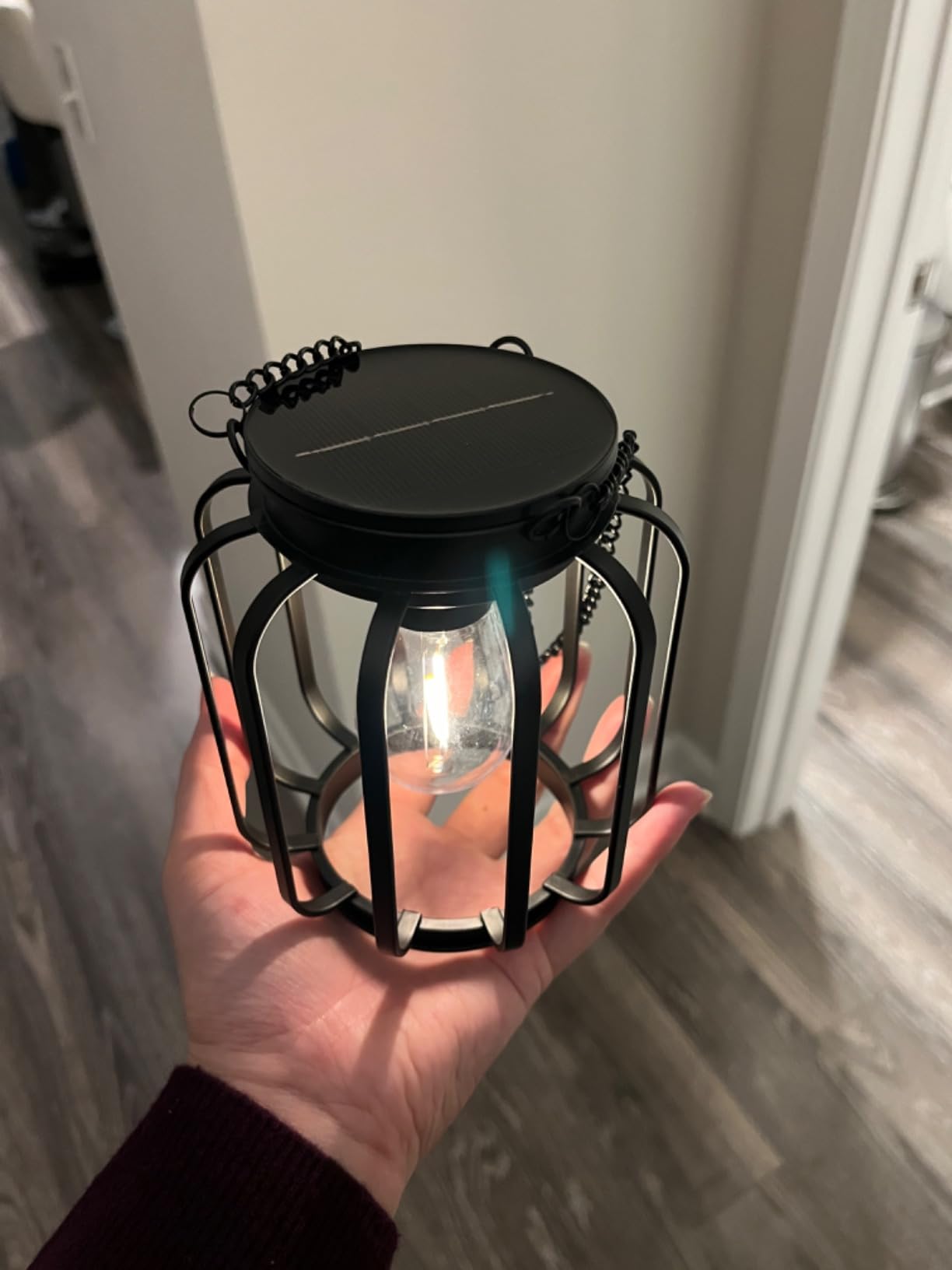 BONLION Solar Hanging Lanterns Outdoor, 2 Pack Metal Solar Lights with Hook customer photo 1