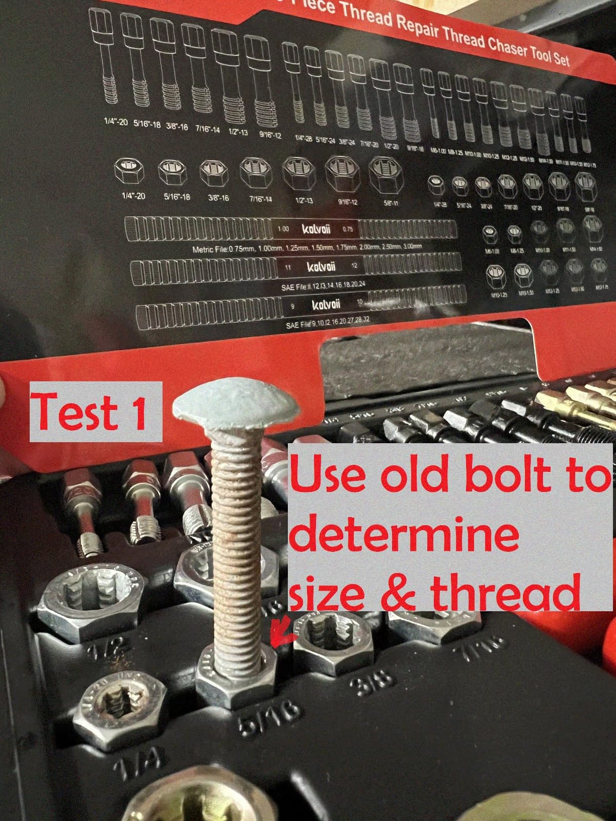 Kolvoii 61-Piece Thread Chaser Set, Metric, UNC & UNF Thread Restorer Kit | Metric, UNC and UNF Taps and Dies; Thread Files and Pitch Gauges; Automotive and Machinery Repair customer photo 1