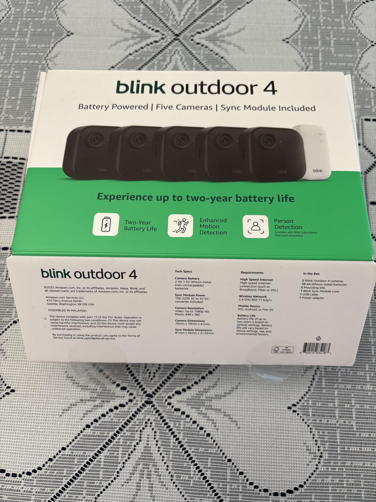 Blink Outdoor 4 - Wireless smart security camera, two-year battery life, 1080p HD day and infrared night live view, two-way talk. Sync Module Core included - 5 camera system customer photo 1