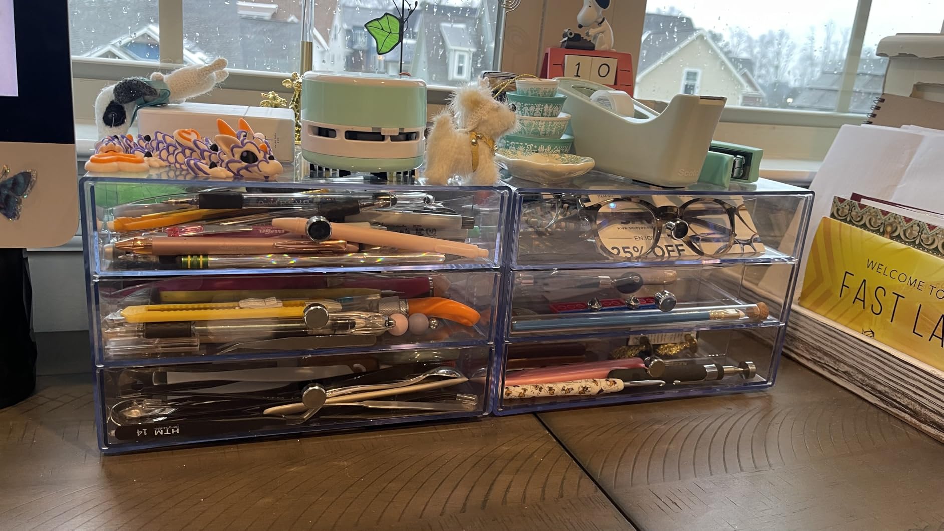 Wonderjune 3 Drawer Clear Washi Tape Organizer Acrylic Storage Box with Divided Drawers customer photo 1