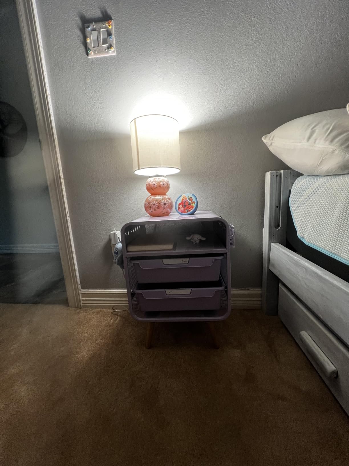 SYKIARIOL Kids Nightstand, Girls Bedside Table, Night Side Table, Purple | Kids Night Stand, End Tables Bedroom, Purple Cute Nightstand with Storage Drawer for Girls, Girls Bedroom Furniture customer photo 1