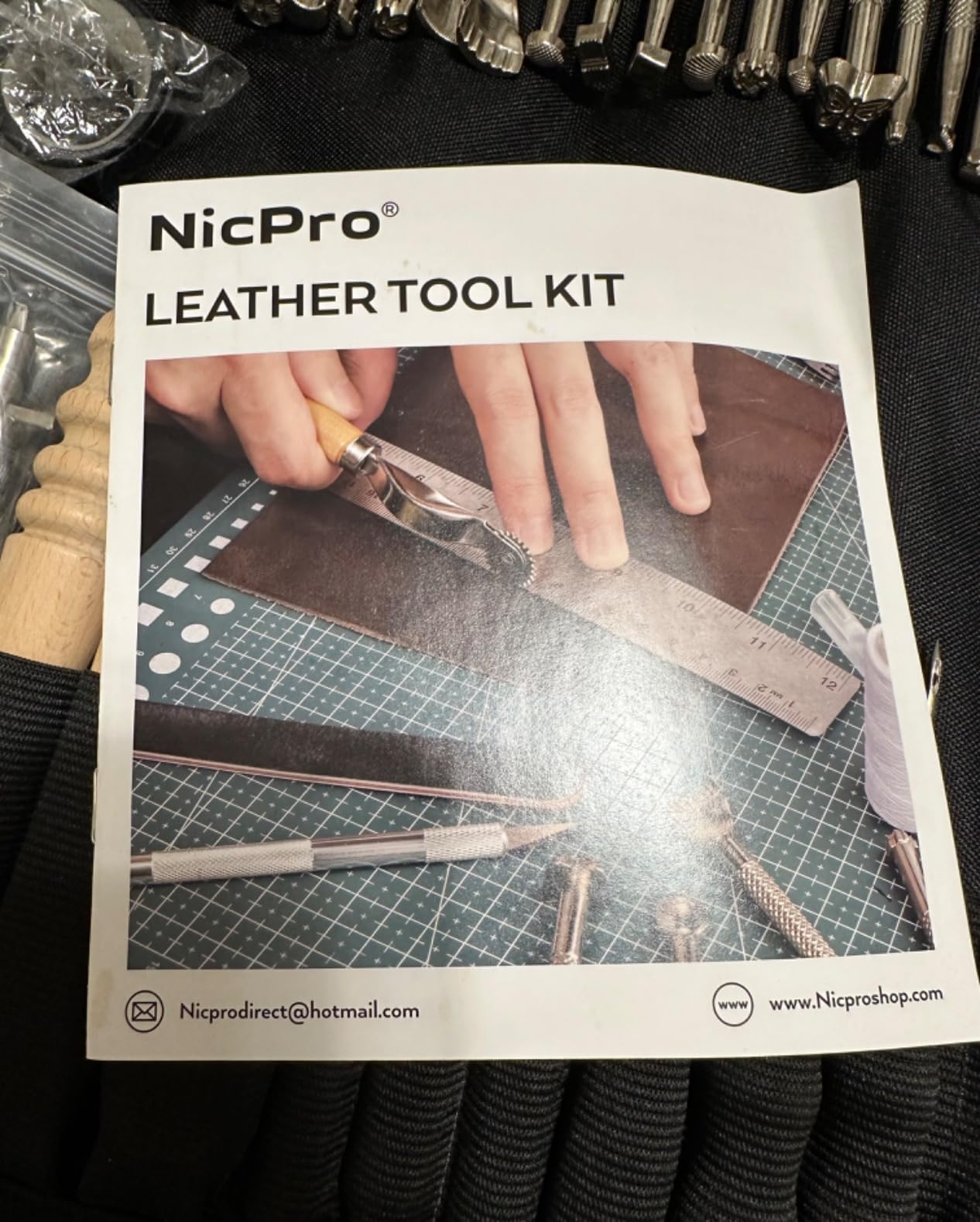 Nicpro 160PCS Upgrade Leather Tooling Professional Kit with Storage Handbag | Leather Working Tools, For Stamping Sewing Carving Cutting Punching, Leather Making Craft Tools customer photo 1