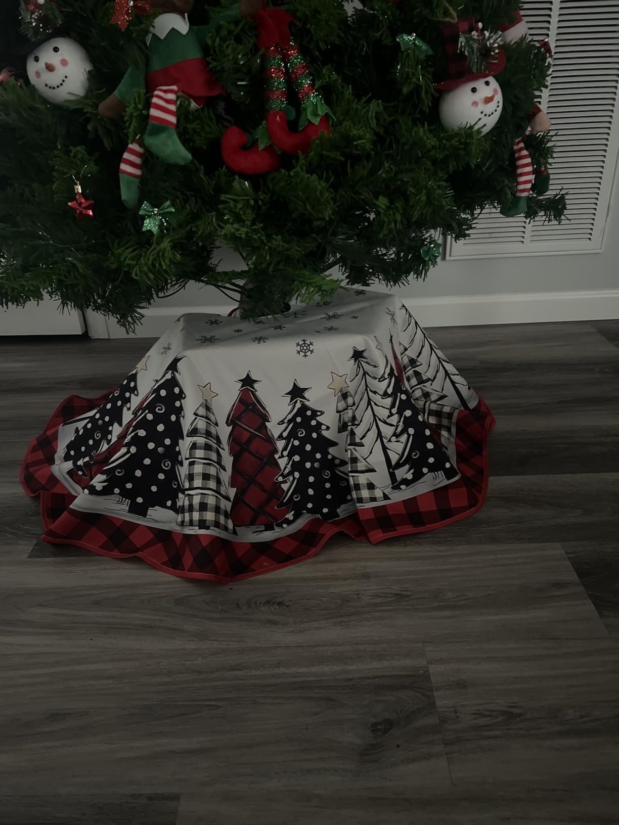 Christmas Tree Skirt 48 Inch, Red and Black Buffalo Plaid Xmas Tree Skirt, Winter Christmas Tree Mat for Home Party Holiday Indoor Outdoor Decorations customer photo 1