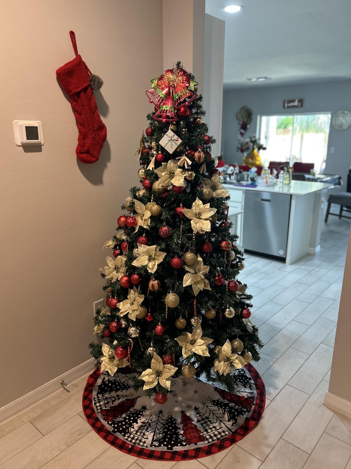 Christmas Tree Skirt 48 Inch, Red and Black Buffalo Plaid Xmas Tree Skirt, Winter Christmas Tree Mat for Home Party Holiday Indoor Outdoor Decorations customer photo 2