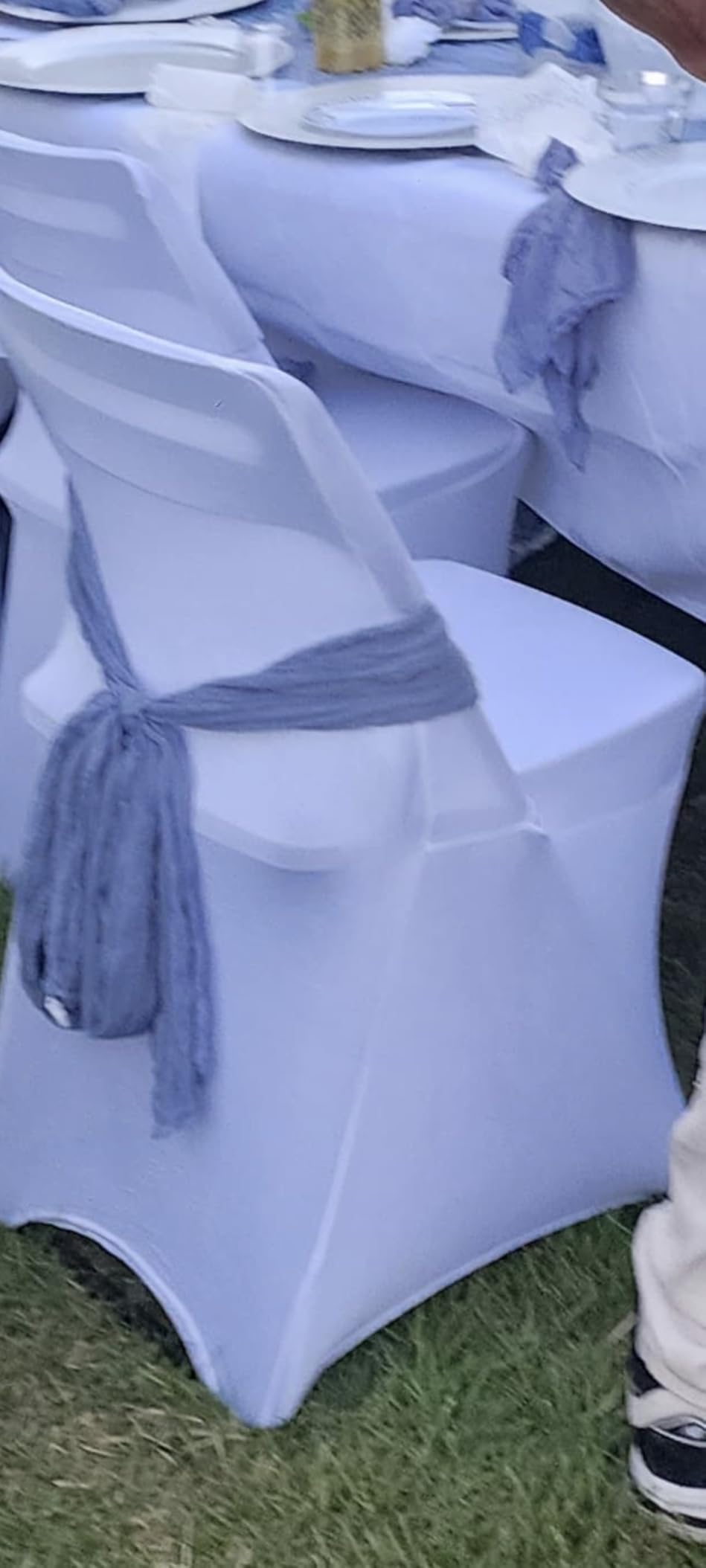 Trlyc Spandex Folding Chair Covers 100 Pcs White for Wedding Party | Stretch Polyester Fabric Washable Fade-Resistant Fits Flat-Front Folding Chairs customer photo 1