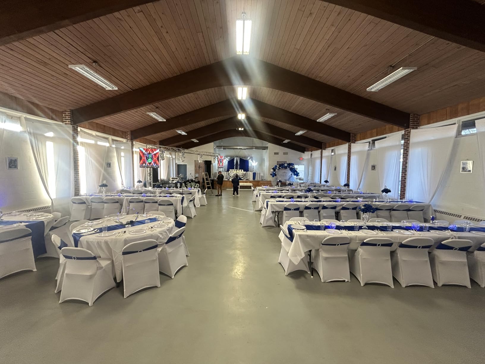Trlyc Spandex Folding Chair Covers 100 Pcs White for Wedding Party | Stretch Polyester Fabric Washable Fade-Resistant Fits Flat-Front Folding Chairs customer photo 2