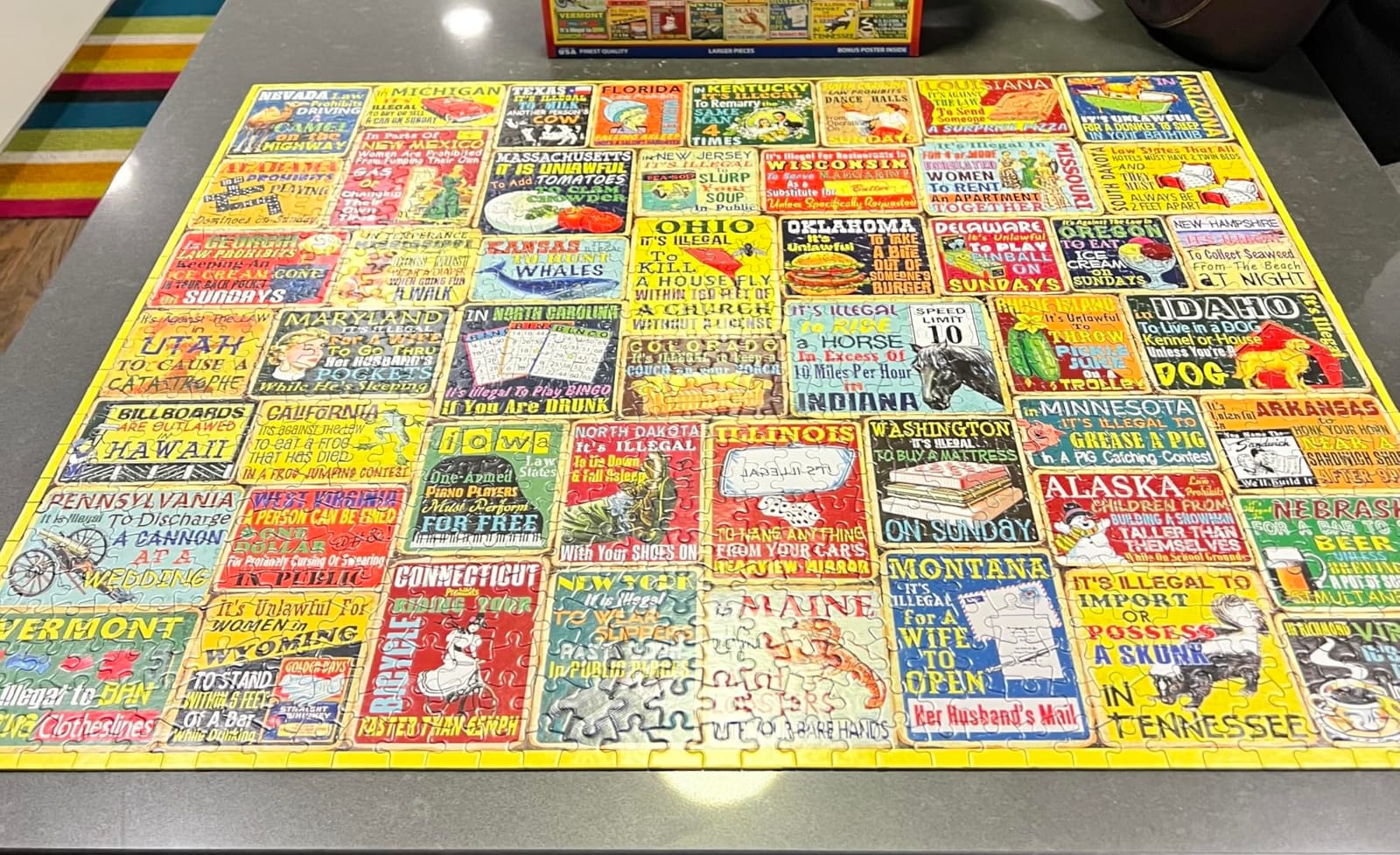 White Mountain 1000 Piece Jigsaw Puzzle Funny Rules, Crazy State Laws | Large Pieces, Gift for Adults and Family, 24