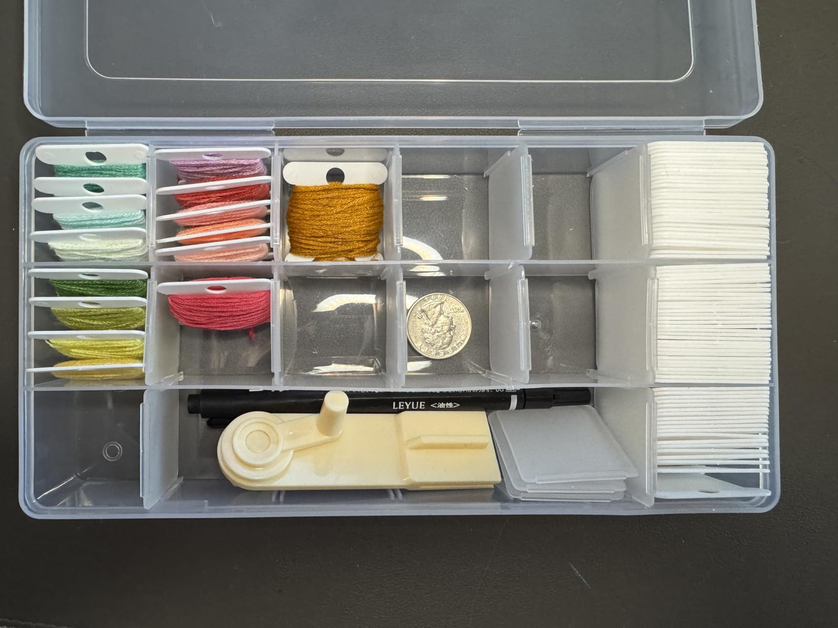 Embroidery Floss Organizer, 1 Removable 18 Compartments Cross Stitch Thread Storage Box with 100 Plastic Embroidery Floss Bobbins, 1 Floss Winder and 1 Marker customer photo 1