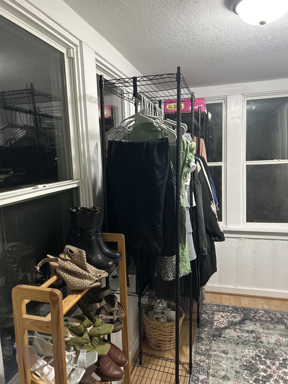 SONGMICS Heavy-Duty Clothes Rack, Garment Rack, Portable Closet, 68.7-Inch Wide Clothing Rack with Adjustable Mesh Shelves and Hanging Rails, Ink Black ULGR433B01 customer photo 1