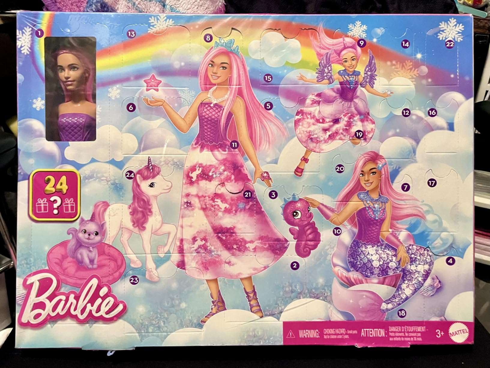 Barbie Advent Calendar with Doll with Fantasy Accessories | 24 Surprise Toy Accessories Including Unicorn & Pets, Transform Fashion Doll into Mermaid, Fairy & More customer photo 2