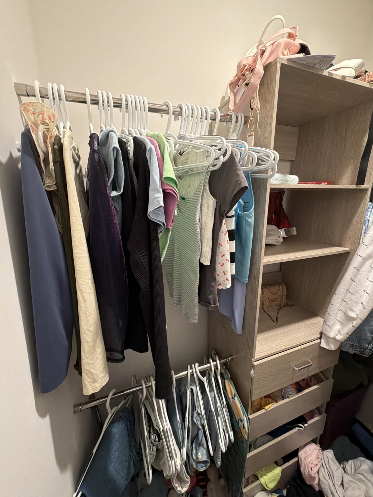 Aheaplus Closet System, 4-9Ft Closet Organizer with 4 Wooden Drawers, Wood Closet Organizer System with Tower, Walk-in Closet Organizer Wardrobe Clothes Rack with 4 Hanging Rods, Garment Rack, White customer photo 2
