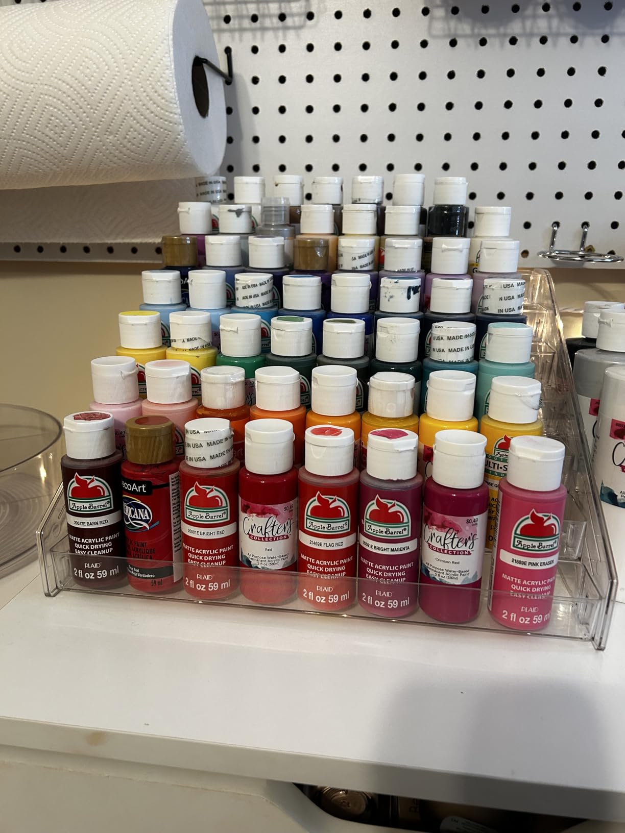 2 Pcs Clear Paint Organizer With Paint Brush Holder, 7 Layers Acrylic Paint Organizer, Paint Storage Rack, Craft Paint Organizer Rack, Miniature Paint Holder for Paint Storage customer photo 2