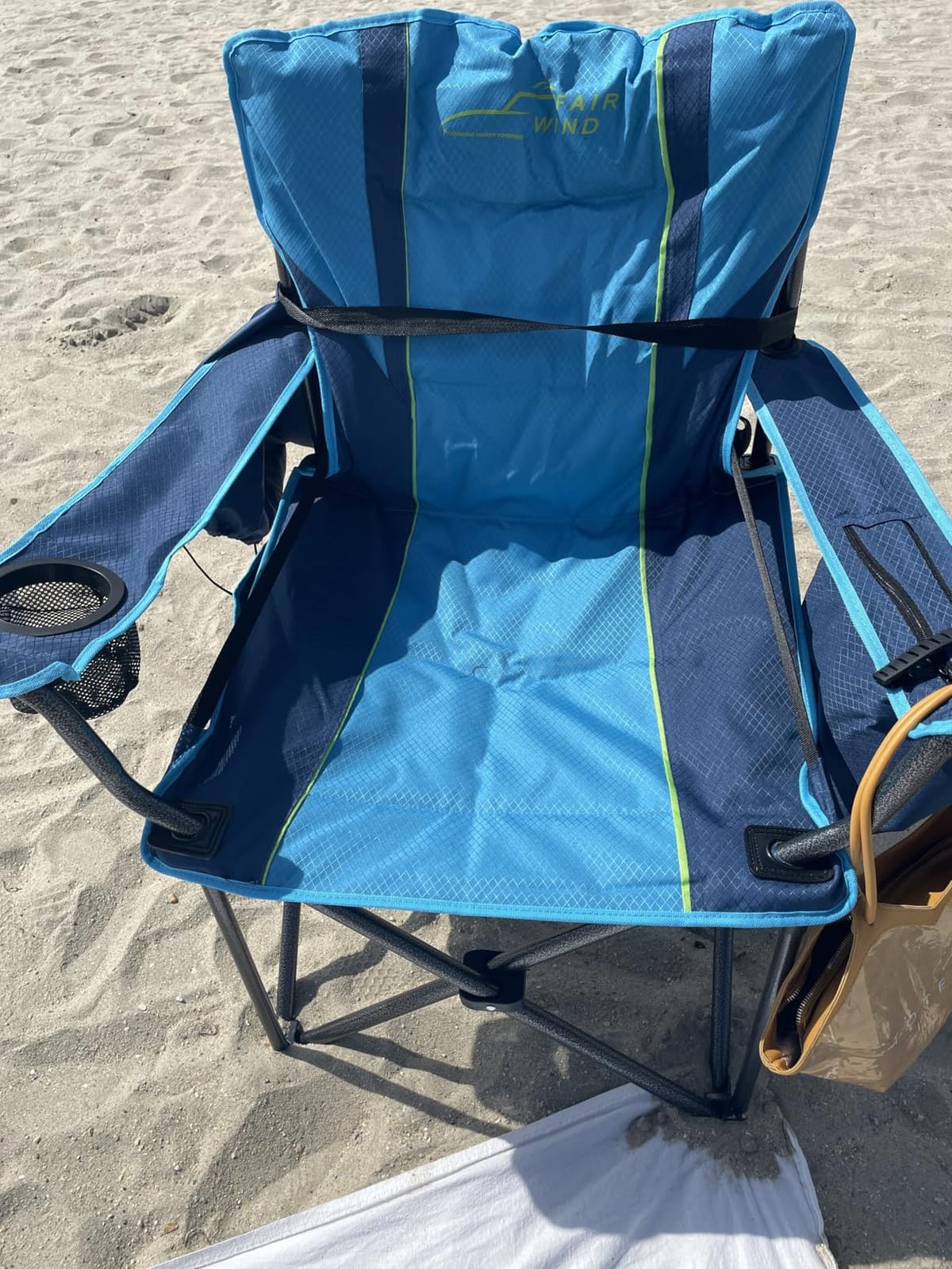 FAIR WIND Oversized Padded Camping Chair with Footrest Stool Set Heavy Duty Support 300 LBS Cooler Bag - Black Grey customer photo 1