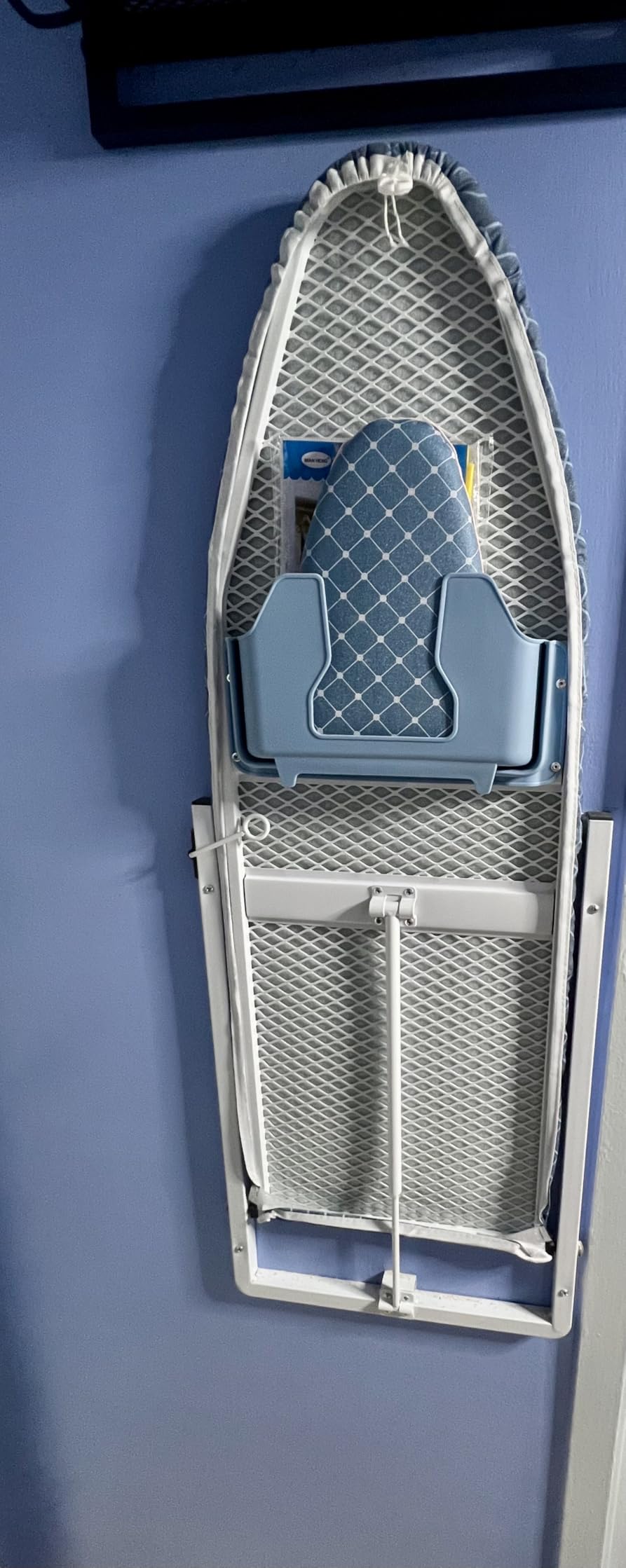 KINGBOARD Wall Mounted Ironing Board with Iron Storage, Foldable Iron Board | 12 x 36 inchs, Compact Iron Board for Small Spaces, Foldable Iron Stand Heat Resistant Cover, Blue customer photo 2