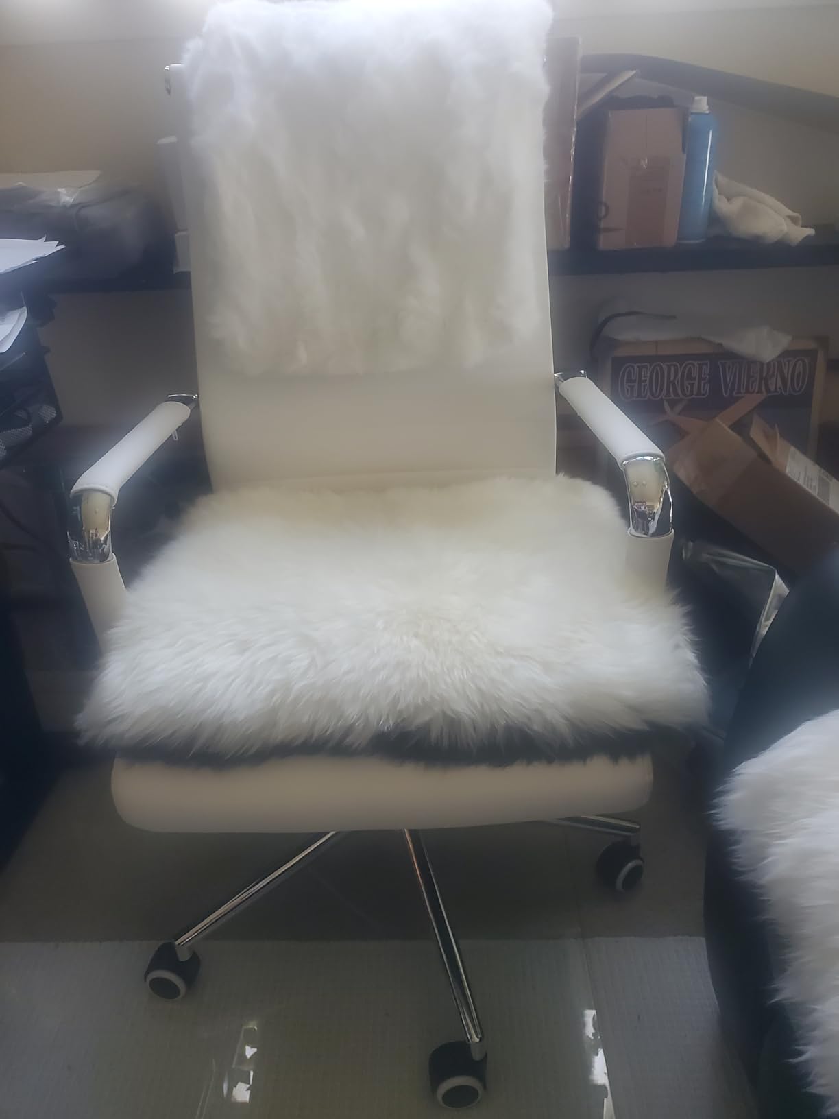 Office Desk Chair Leather, Conference Room Chairs with Wheels, Executive Modern High Back Ergonomic Swivel Rolling Ribbed Computer Chair customer photo 1