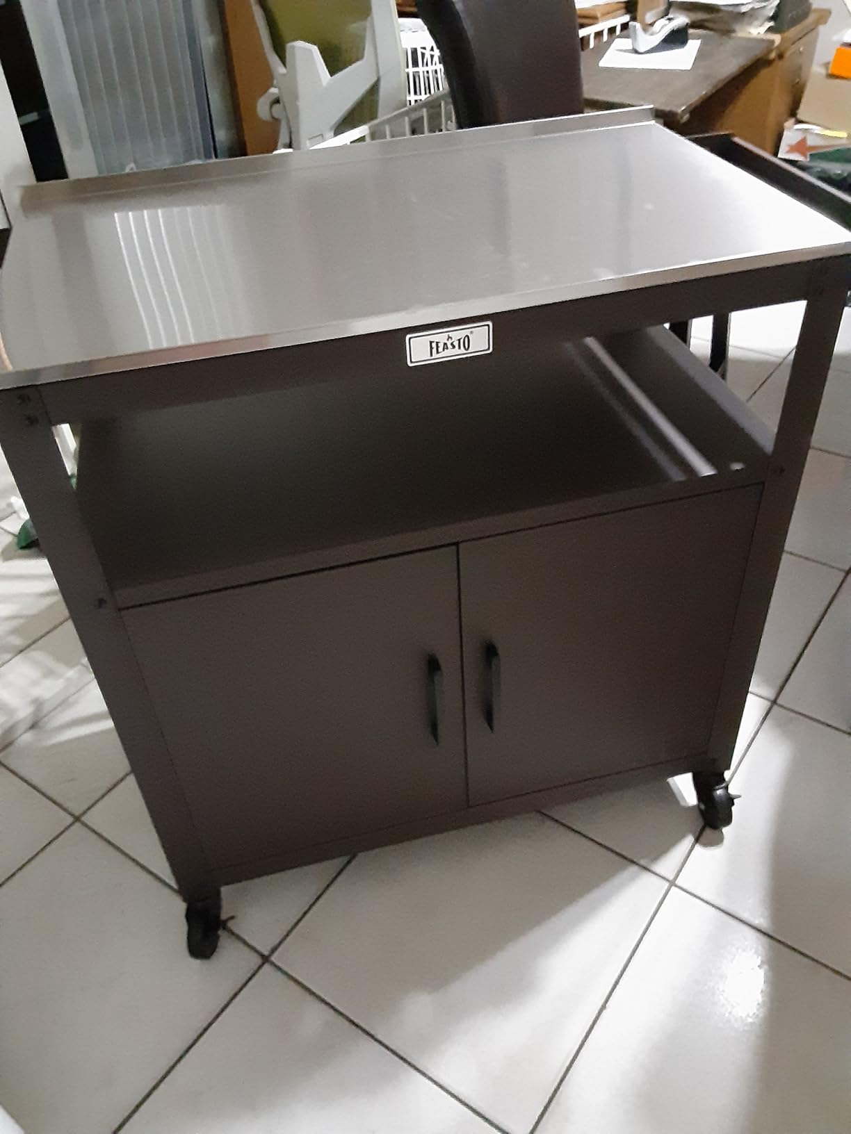 Feasto Outdoor Grill Cart w/Storage Cabinet, Stainless Steel Top, Black customer photo 1