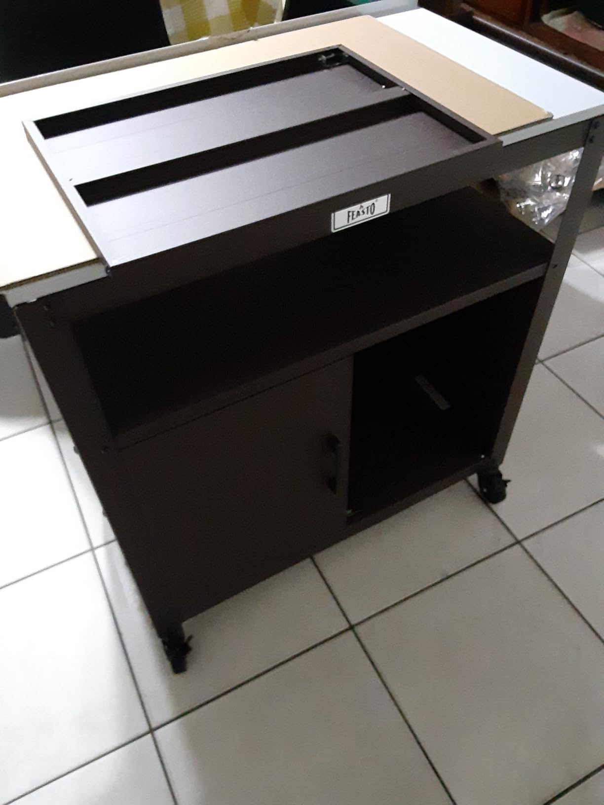 Feasto Outdoor Grill Cart w/Storage Cabinet, Stainless Steel Top, Black customer photo 2