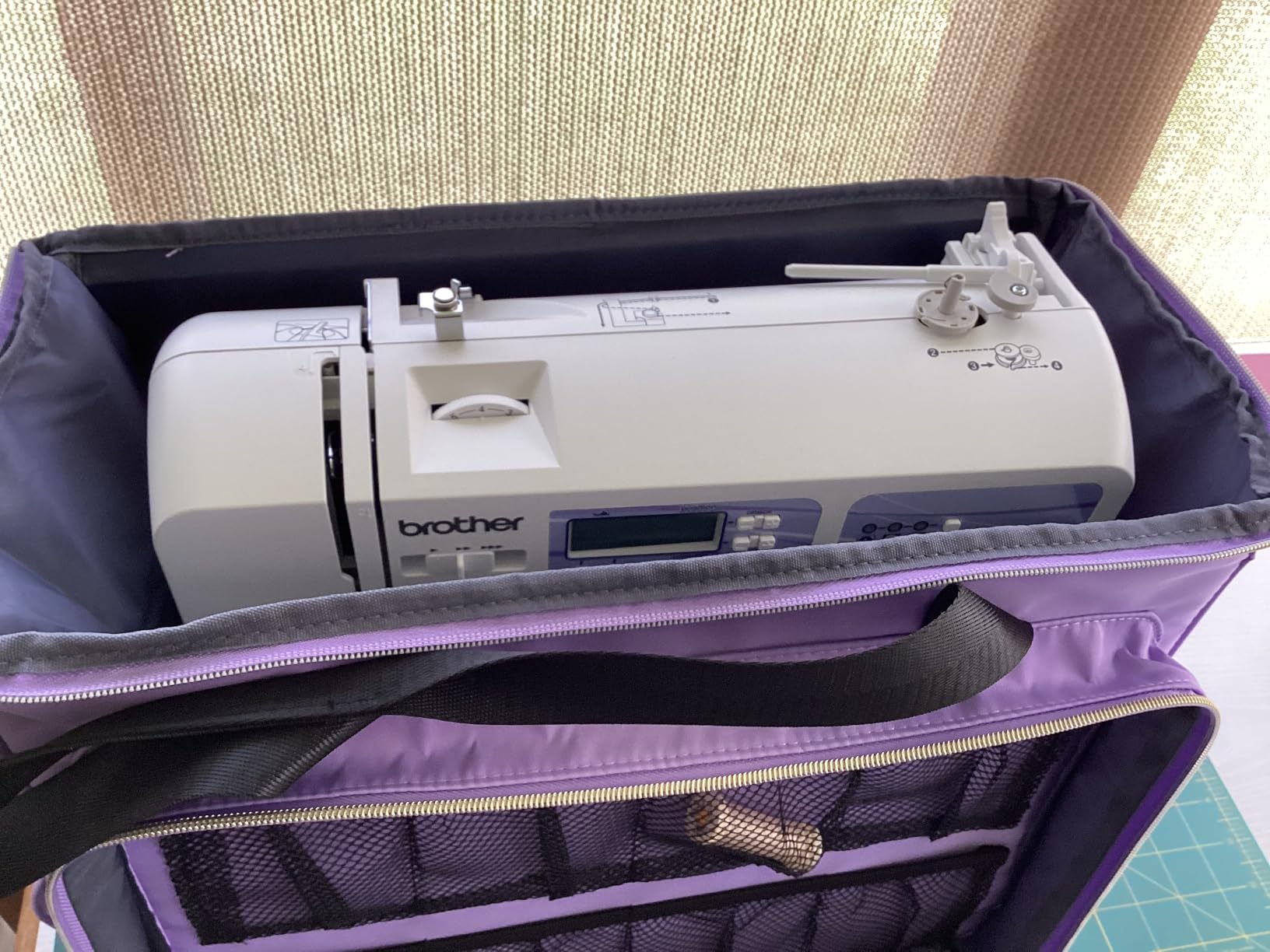 Anitor Sewing Machine Carrying Case with Removable Bottom Padding | Sewing Machine Bag Fits for Singer, Brother, Janome, Most Standard Sewing Machines, Sewing Accessories, Purple customer photo 1