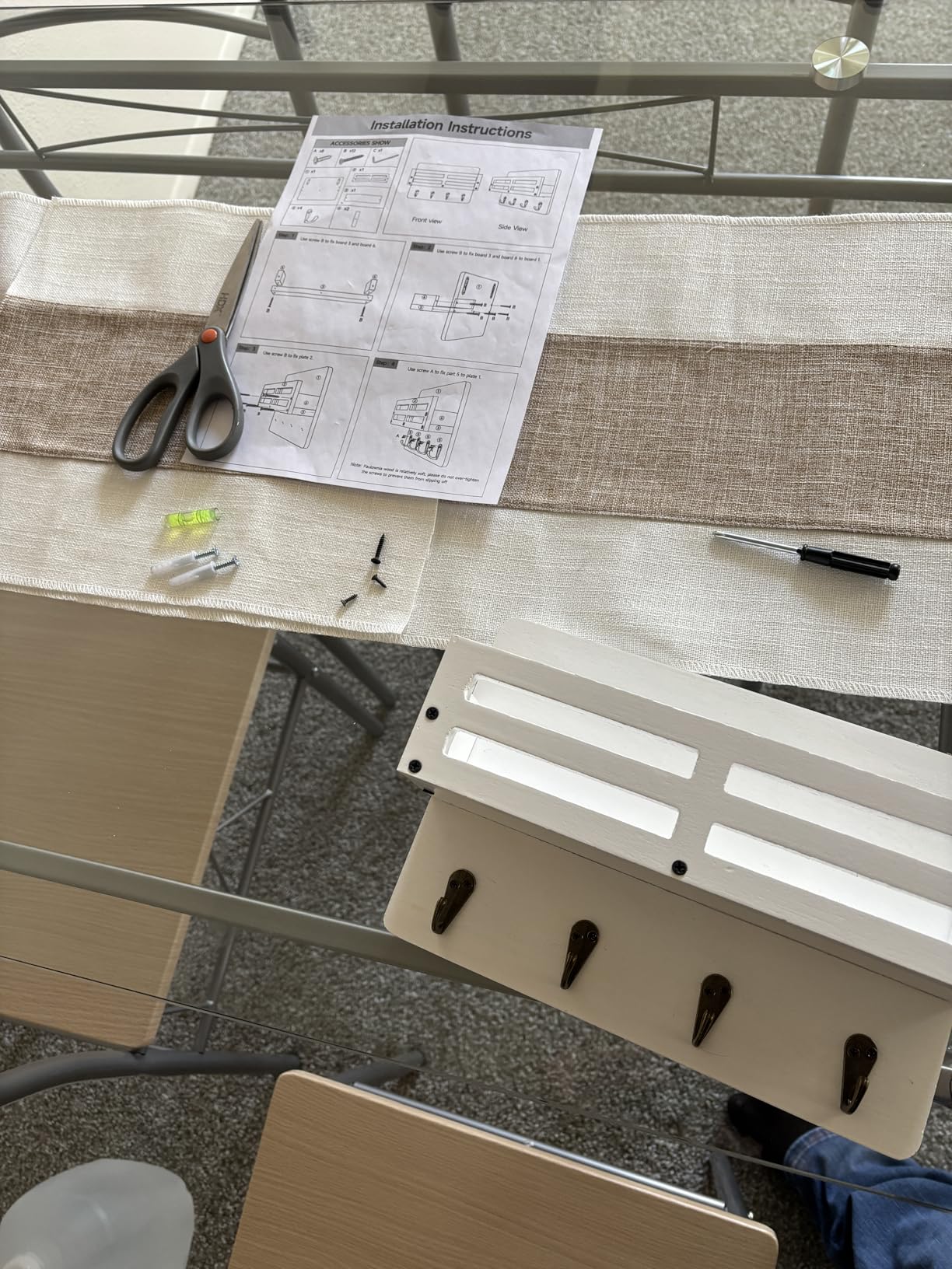 Key Holder Wall Mount, 10 inch Decorative Key and Mail Holder for Wall, with Mail Organizer & 4 Key Hooks, Rustic Wooden Key Rack for Hanging Dog Leash Sunglasses, Entryway Key Hanger, Black customer photo 2