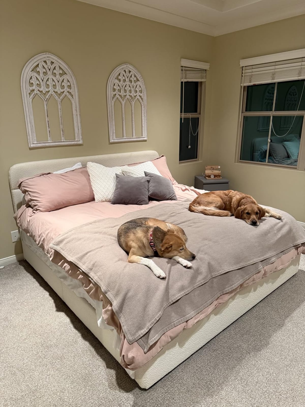HOMBCK Twin Bed Frames with Headboard, Twin Size Boucle Upholstered Bed Frame for Kids, Soft Rounded Corners, Wooden Slats Support, No Box Spring Required, Easy Assembly, Cream customer photo 1
