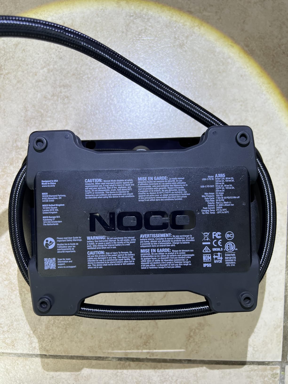NOCO Boost Air AX65 2000A 12V Jump Starter, Air Compressor & Tire Inflator | 67 LPM, 2-Min Inflation, Spark-Proof & Reverse Polarity Protection, For Car, Truck, SUV, ATV, RV, 8.0L Gas & 6.0L Diesel customer photo 1