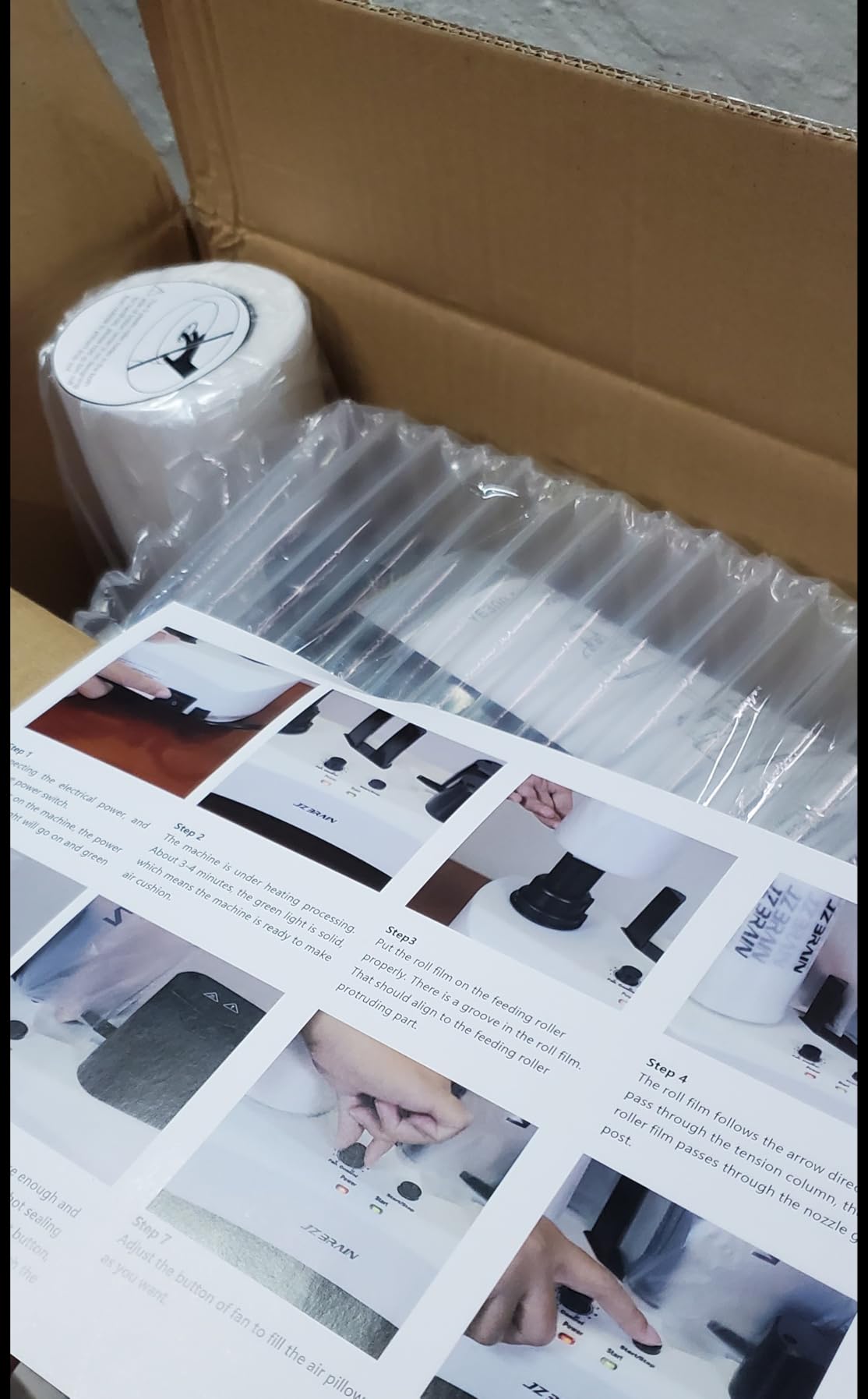Air Pillow Machine for Fast Packaging - JZBRAIN 110V YE300 Air Cushion Machine Seals at 7.2-9.8FT/min Inflatable Bubble Packing Wrap + 328FT Film Roll customer photo 1
