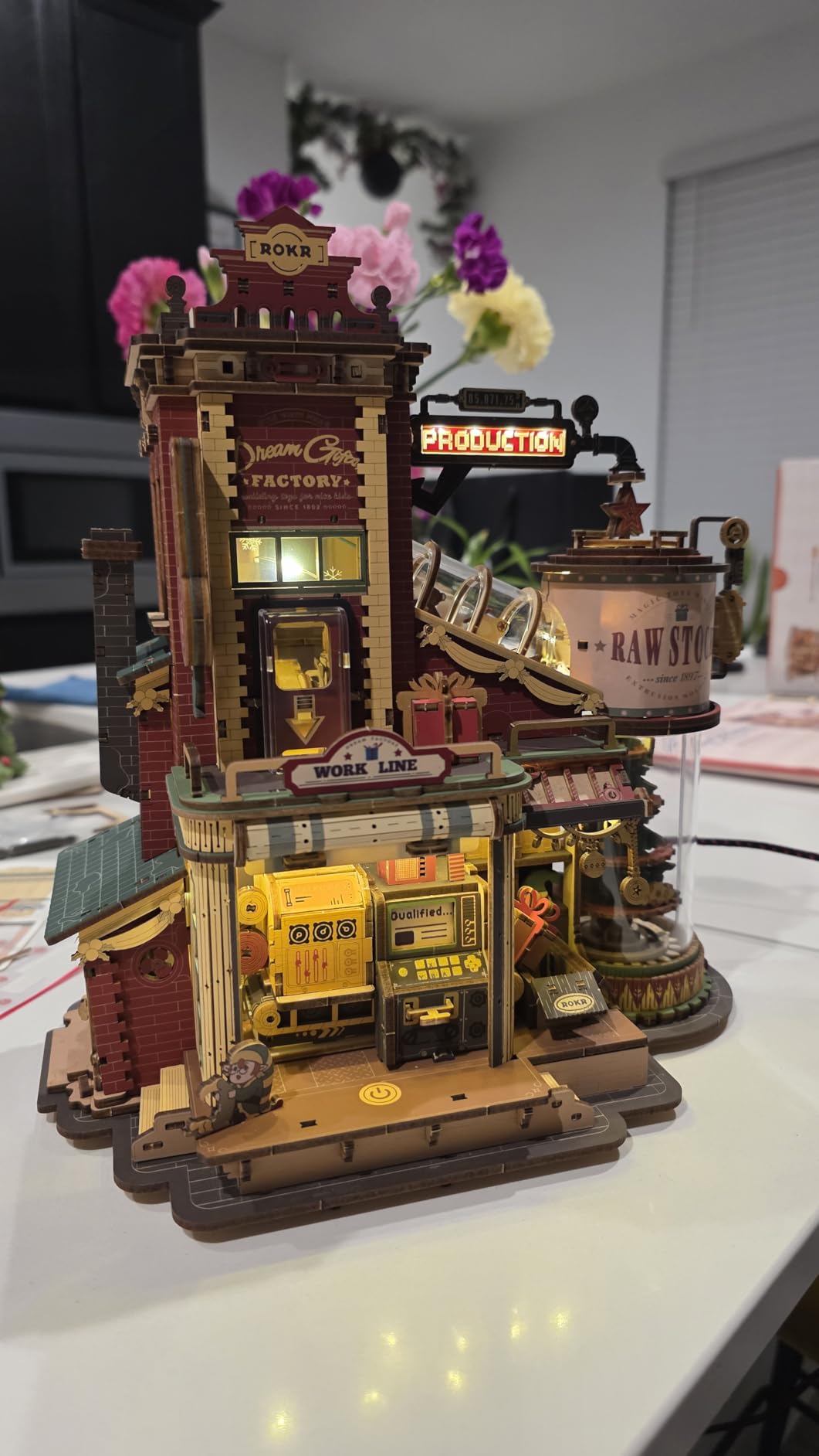 ROKR 3D Puzzle for Adults Christmas Dream Gift Factory Wooden Model Kit Luminous Factory DIY Dollhouse Kit Building with Music, Lights and 5 Elves for Adults customer photo 2