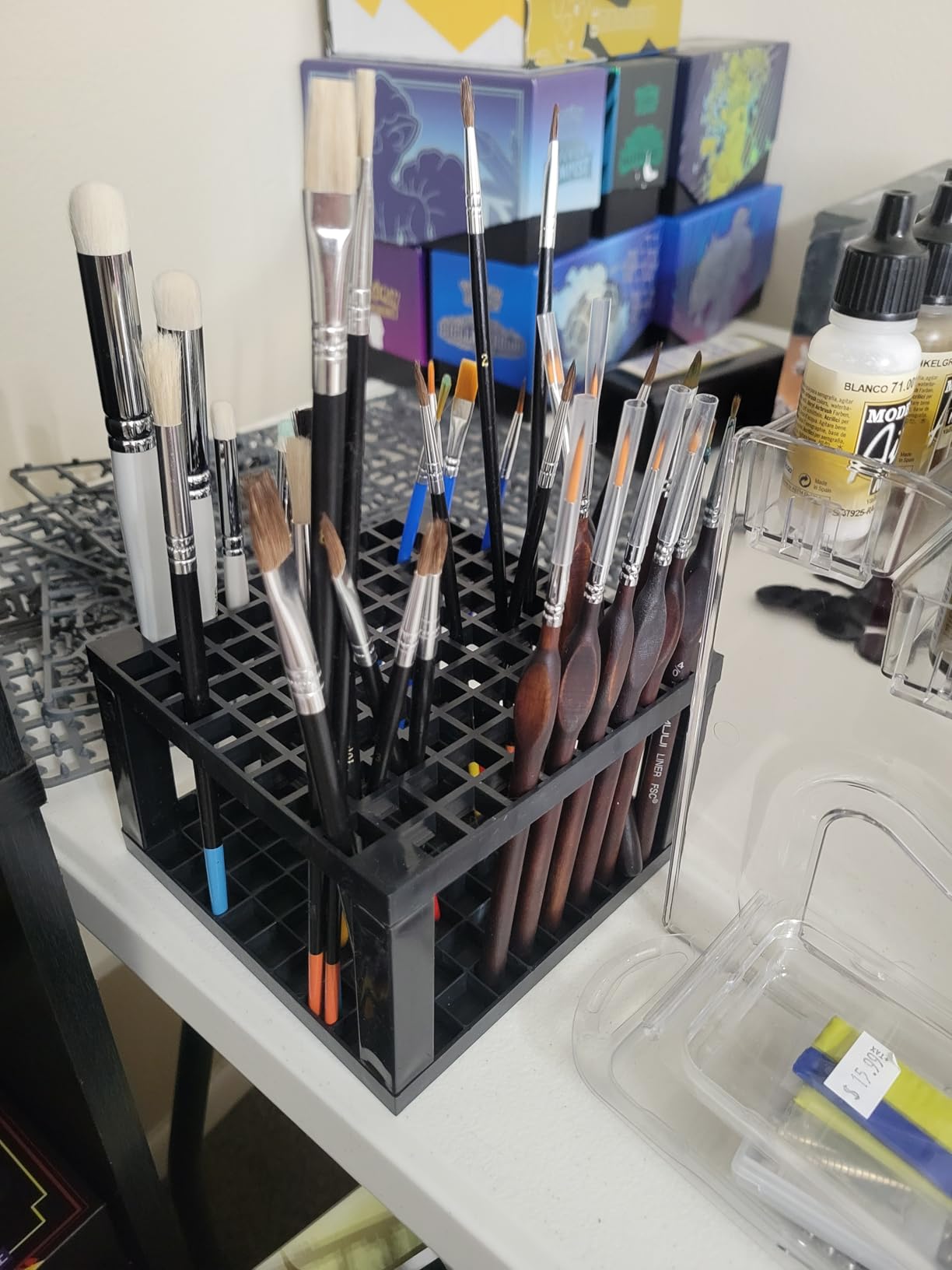 7-Layer Clear Acrylic Paint Holder Storage & Brush Organizer | Easy Assemble Nail Polish Rack, Miniature Hobby Paint Bottle Supply for Small Airbrush Model Paints, Alcohol Ink Display customer photo 1