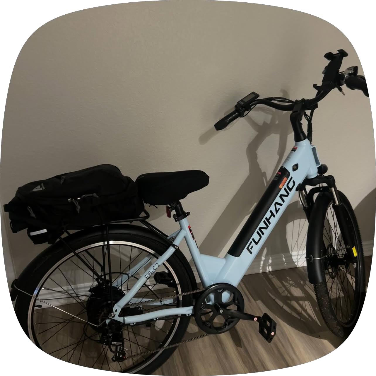 Funhang Electric Bike for Adults, 1000W Peak Ebike, 50Miles 20MPH Step Thru Electric Bicycle, 26