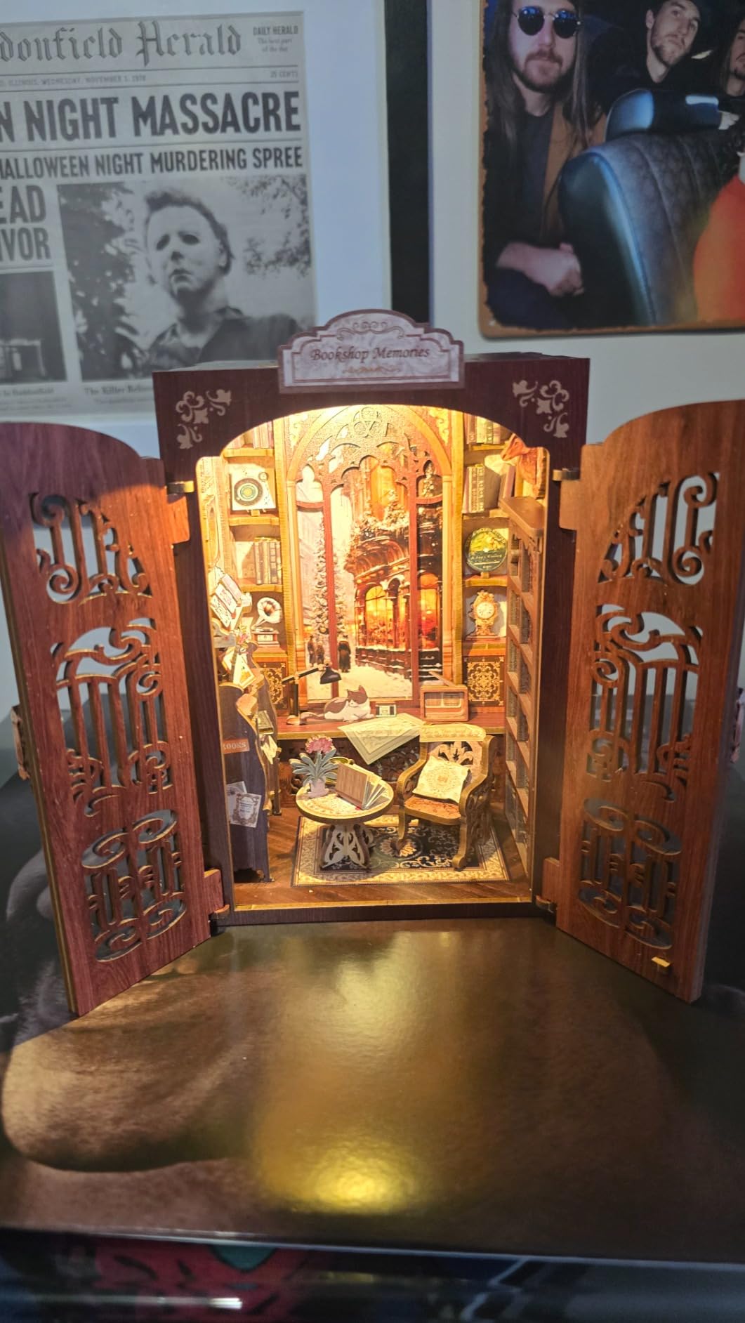 CUTEBEE Book Nook Kit, DIY Miniature House Coffee Shop Dollhouse | Booknook Tiny House Bookshelf Decor, 3D Wooden Puzzle for Adults, DIY Hobby Craft Gift (Corner Coffee Shop) customer photo 2