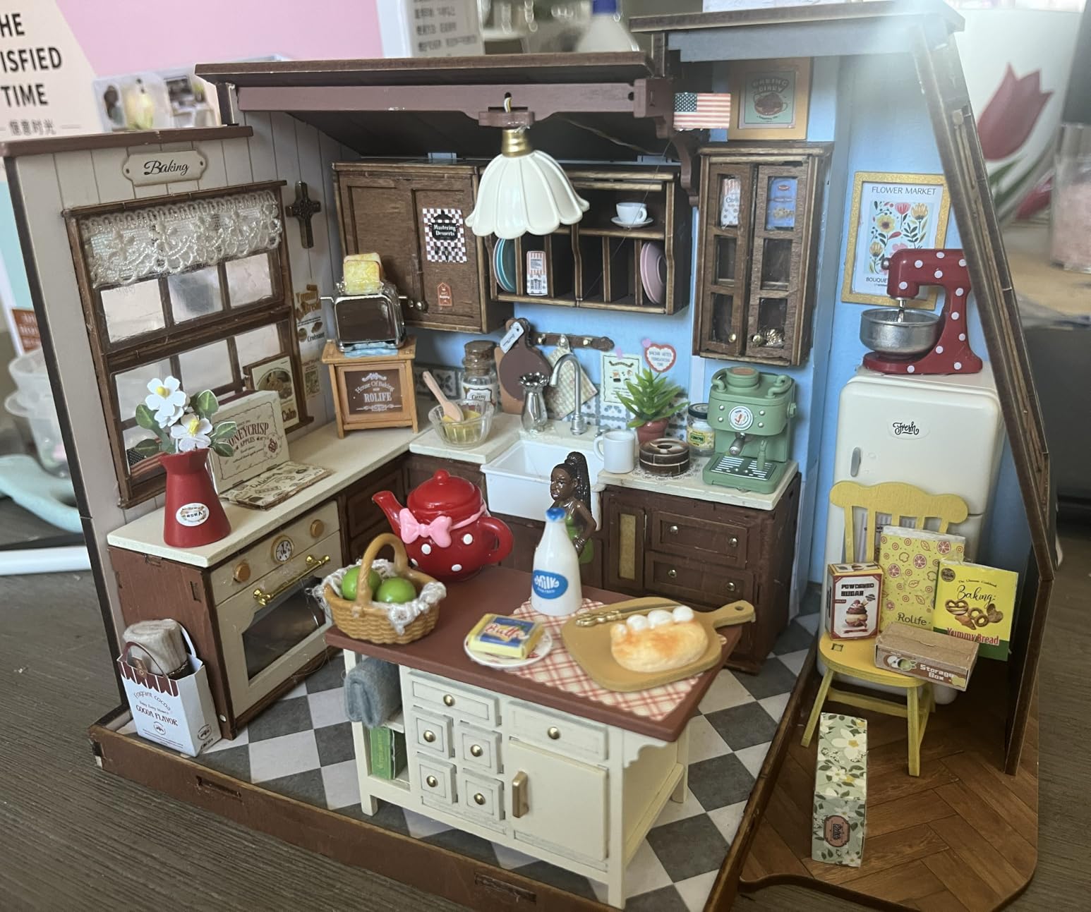 Rolife Baking Kitchen DIY Miniature House Kit with LED Lights | 1:18 Scale 359 Pcs Bakery Mini Building Model Kit for Beginners, Therapeutic Craft Diorama for Adult Home Decor & Gift customer photo 1