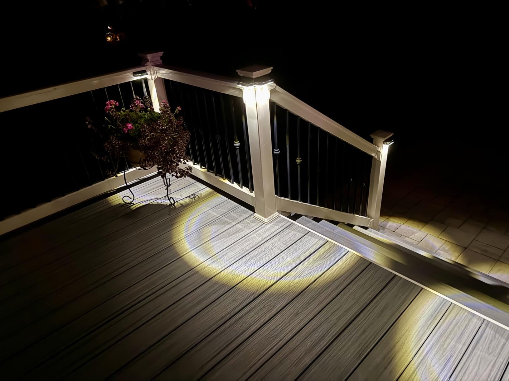 Solar Fence Lights Outdoor, 12 Pack IP65 Waterproof Fence Lights Solar Powered with Ultra-Bright LED Lens, 9 Color Modes, 12+ Hours Steady Glow for Deck/Backyard/Patio/Pool/Wall - Black customer photo 1
