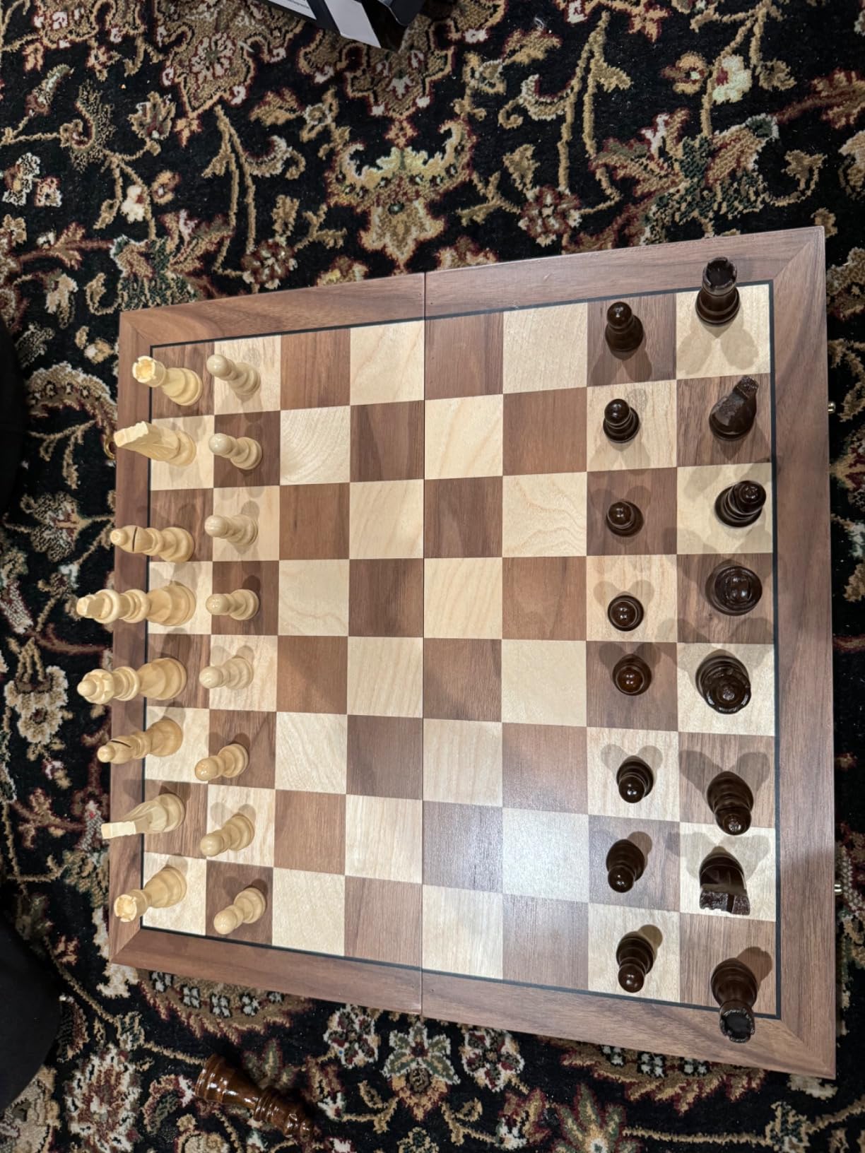 17 Inch Large Chess Set for Adults & Kids, Foldable Wooden Chess Board for Kids, Portable Magnetic Chessboard Game for Adults customer photo 1