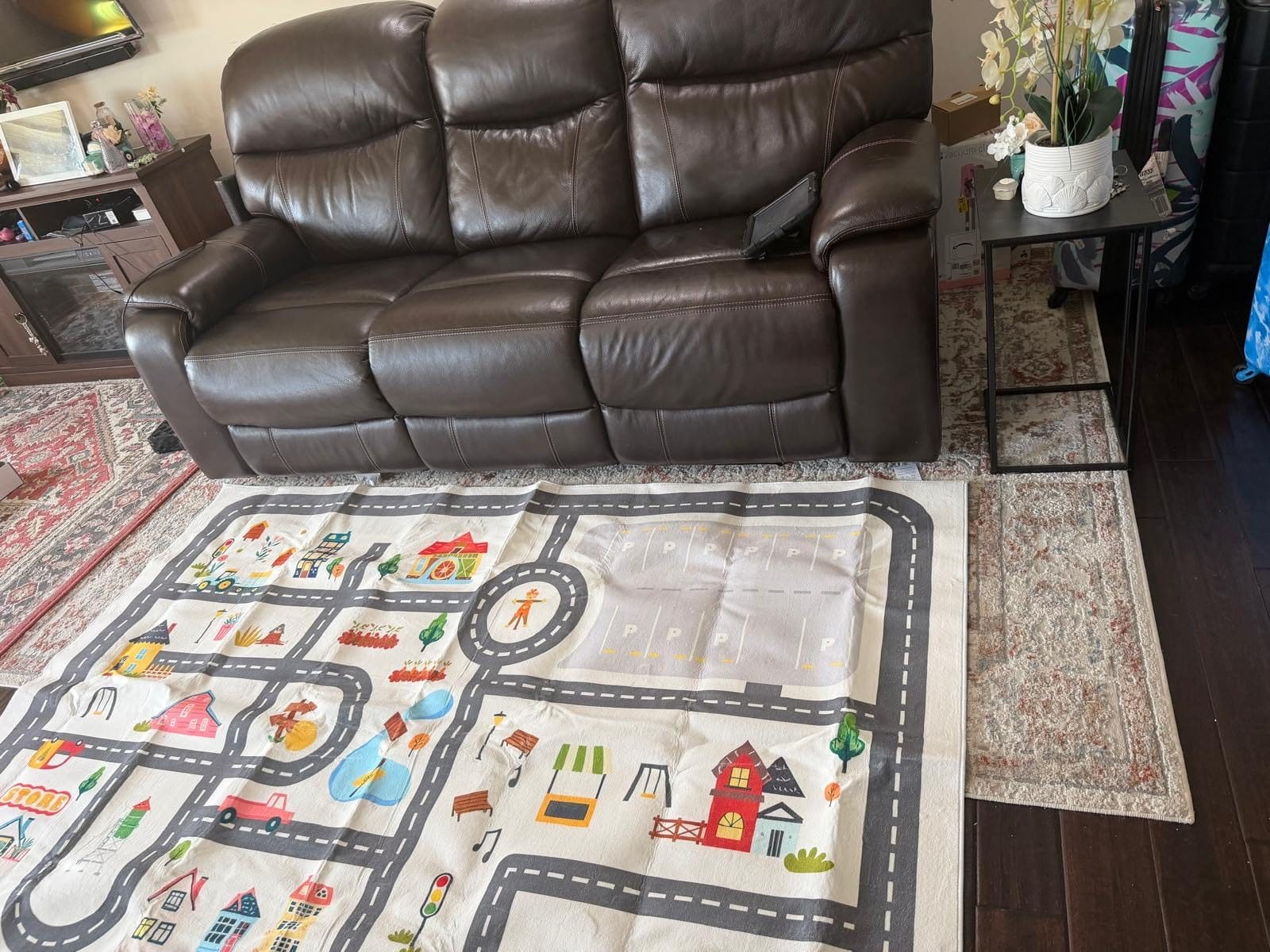 Nayoroom Kids Car Road Playroom Rug, Faux Wool City Map, Non-Slip, 5 x 7 ft | Interactive city road map; Car-friendly routes; Soft faux wool surface; Non-slip backing; Easy-care room accent customer photo 1