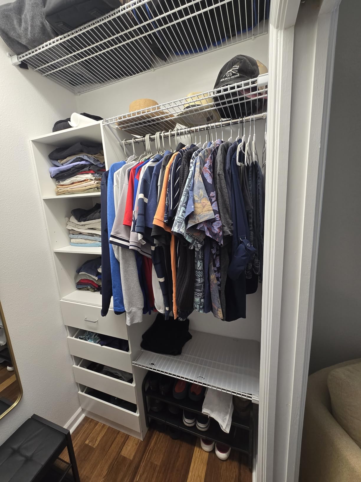 Aheaplus Closet System, 6-15Ft Closet Organizer with 8 Wooden Drawers, Wood Closet Organizer System with Tower, Walk-in Closet Organizer Wardrobe Clothes Rack with 4 Hanging Rods, Garment Rack, White customer photo 2