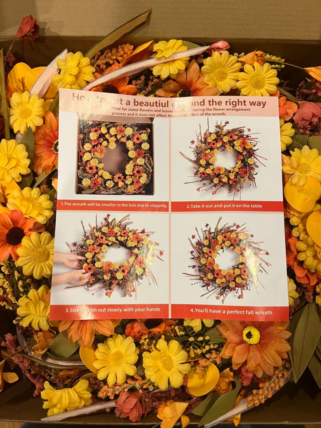 Artificial Fall Wreath 22 Inch Fall Wreaths for Front Door with Orange Berries Daisies Eucalyptus Leaves Autumn Door Wreaths for Thanksgiving Harvest Festival Wall Porch Farmhouse customer photo 1