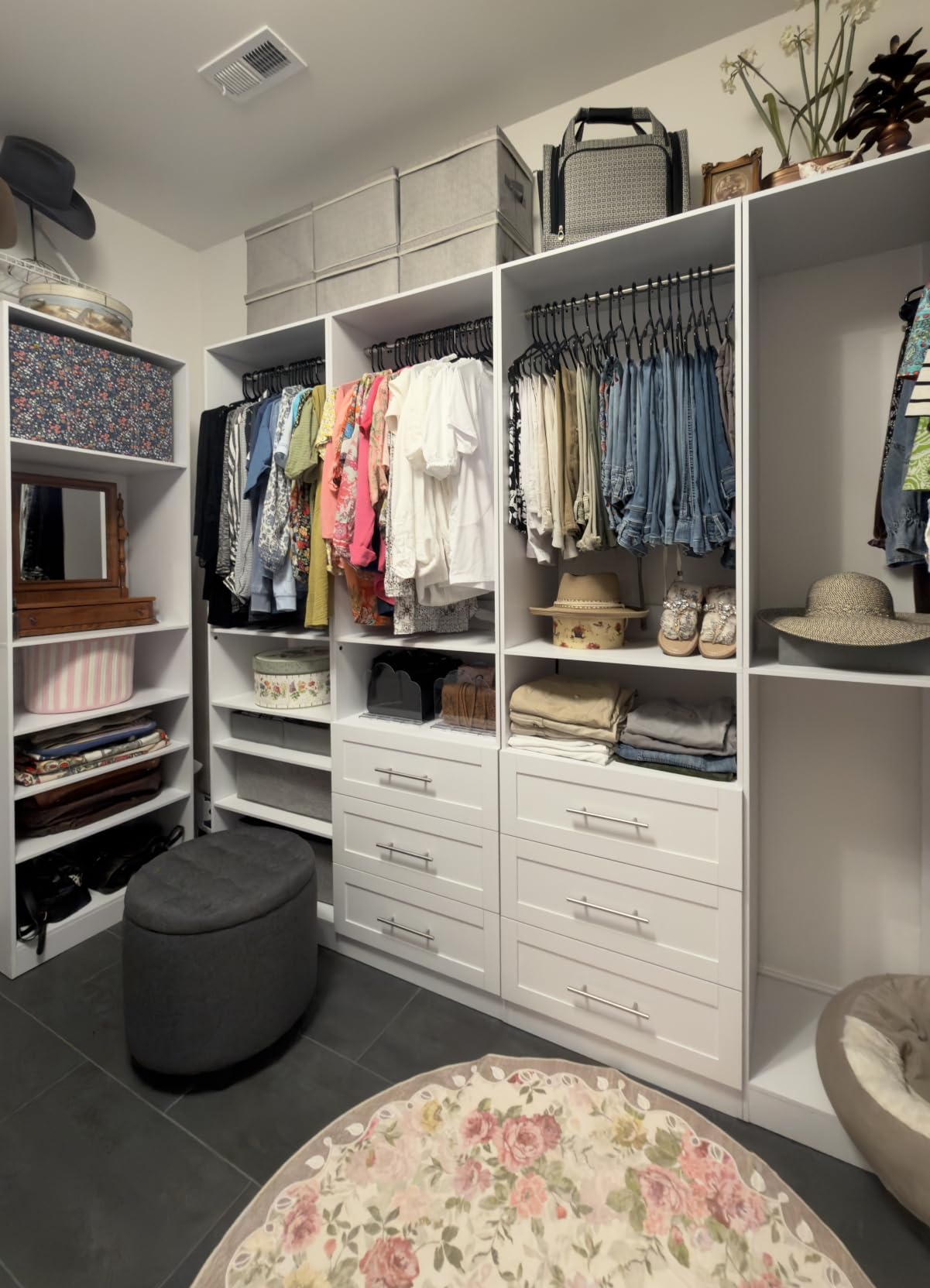 Vomavex Closet System with 4 sets, 101.9 inches Closet Organizer Systems with 6 Drawers and 8 Hanging Rods and Adjustable Shelves, Walk in Closet Standing Closet System, Corner Closet System Set, White customer photo 1
