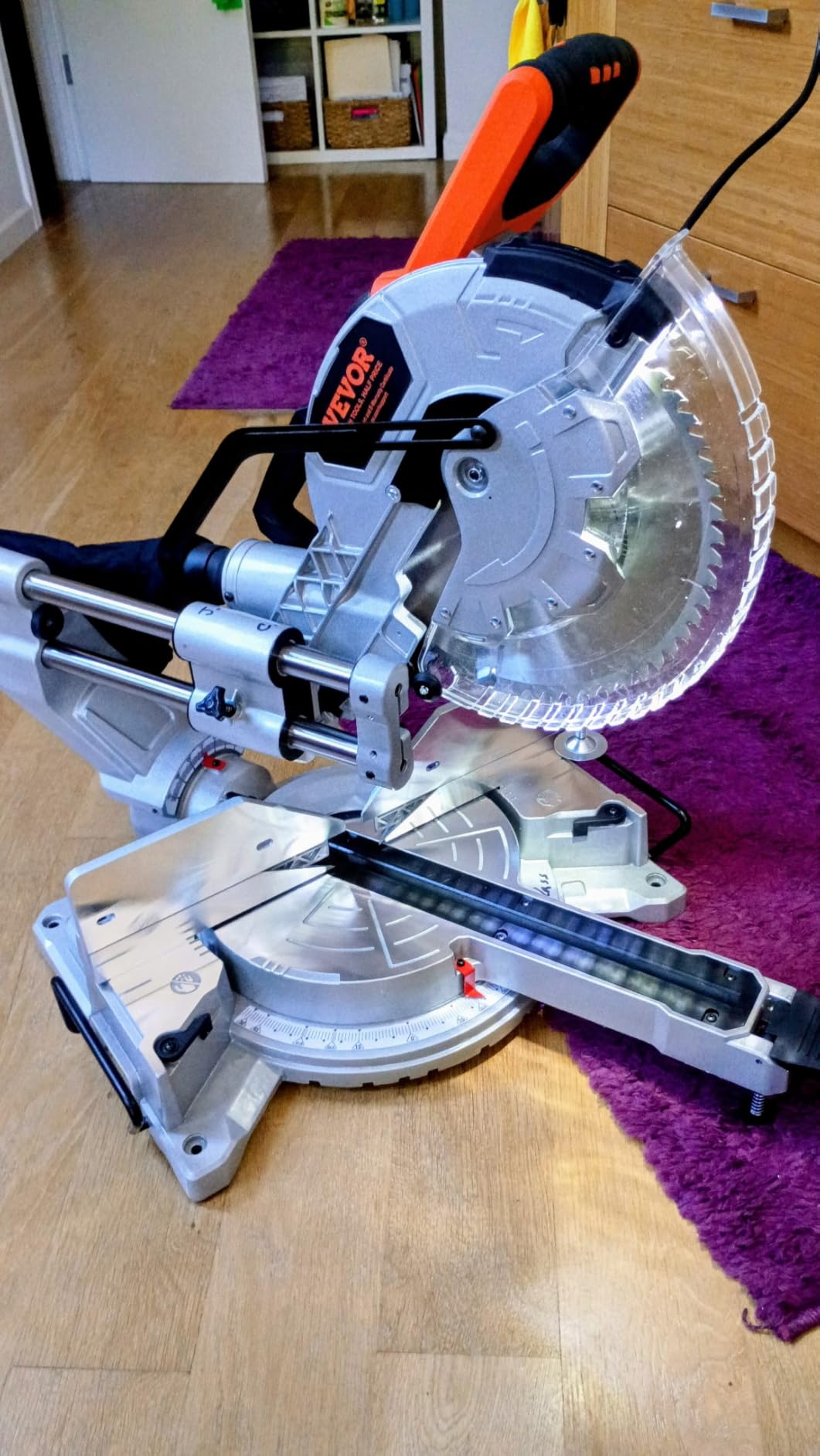 VEVOR Sliding Compound Miter Saw, 12-Inch Blade, 15 Amp Motor, 60-Tooth, Corded Double Bevel Sliding Miter Saw, LED Precision Alignment, Angle Adjustable, for Wood, Composite Decking, Laminates customer photo 2