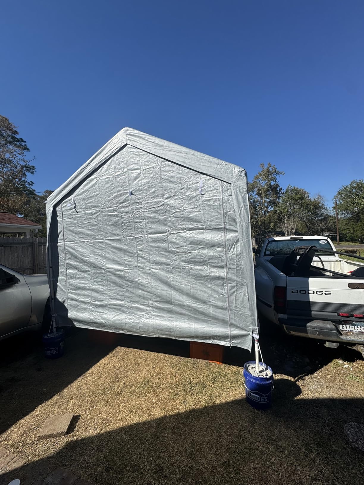 VEVOR 12x20 FT Heavy Duty Carport, Portable Car Canopy with Removable Sidewalls and Door, Outdoor Car Shelter, UV-Resistant, Water-Resistant, All-Season Car Shelter for Cars, Boats, and Equipment customer photo 1