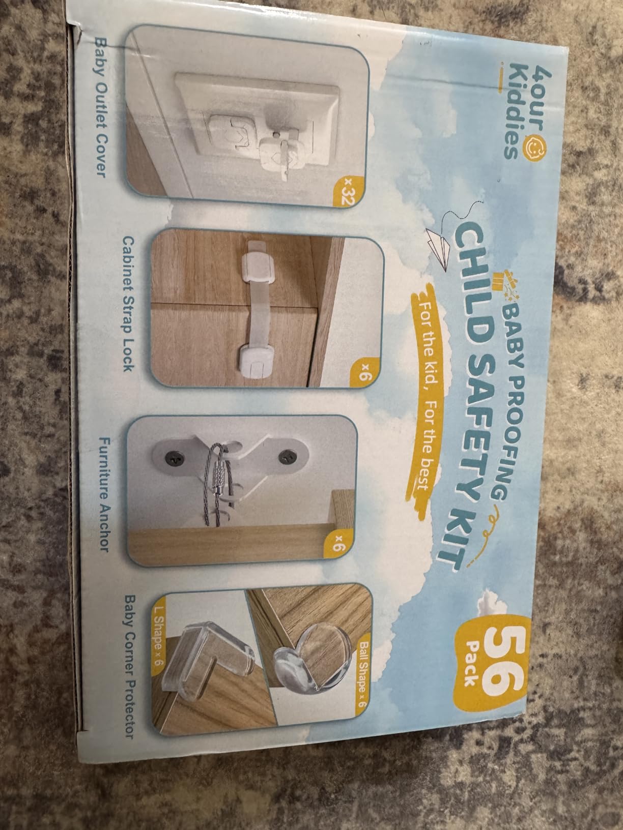 4our Kiddies 56-Piece Baby Proofing Kit & Child Safety Essentials | Child Proof Cabinet Locks x 6 ;Clear Corner Protectors x12; Plug Outlet Covers x 32; Anti-Tip Furniture Anchors x 6 customer photo 2