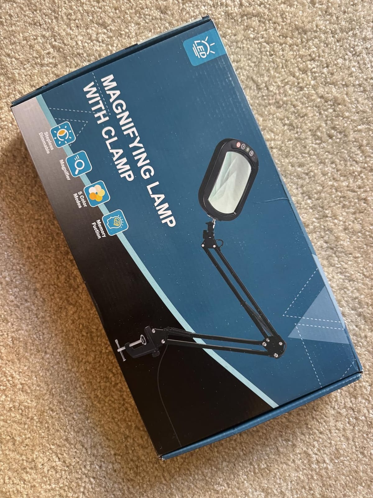 10X Large Magnifying Glass with Light and Clamp, Real Glass, 5 Color Modes, Stepless Dimmable, Lighted Magnifier with Stand Hands Free, LED Swing Arm Desk Lamp for Close Work, Craft, Reading, Painting customer photo 1