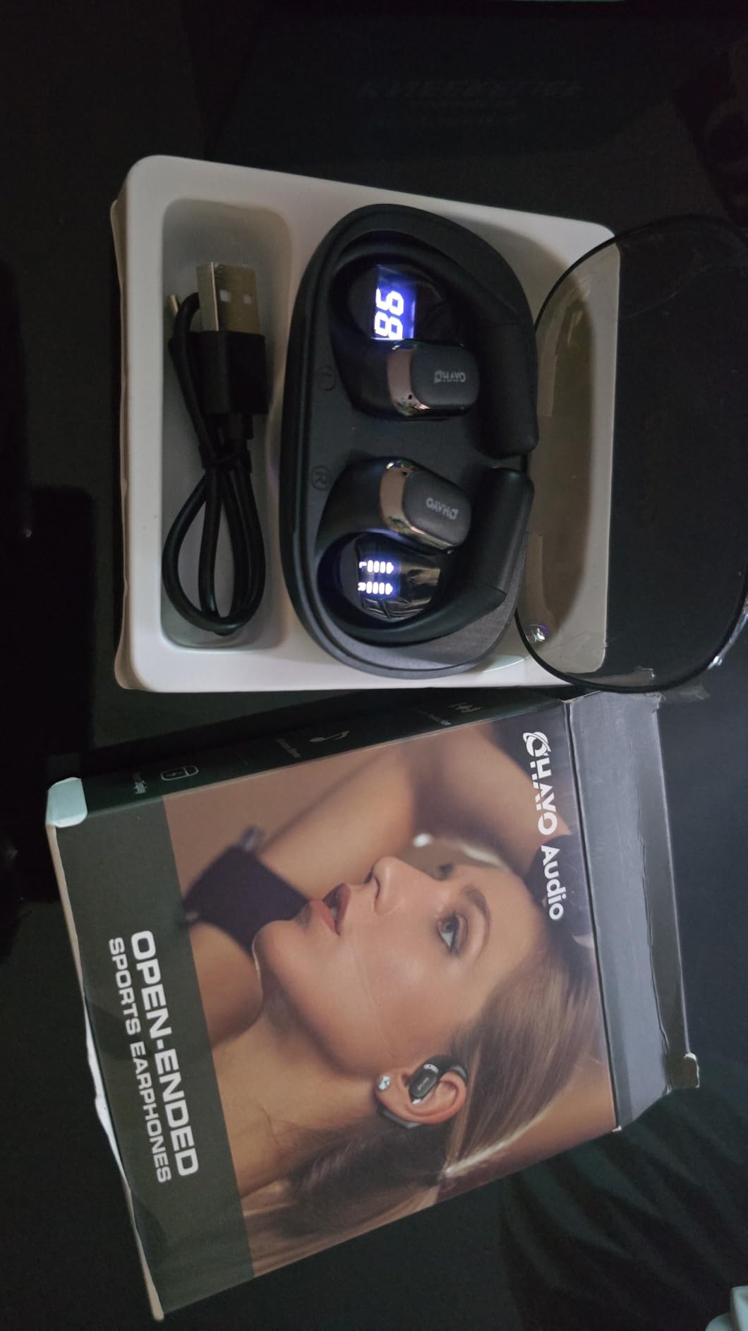 OHAYO Open Ear Headphones, Over Ear Earbuds with Ergonomic Earhook, Bluetooth Headphones 5.4 with Smart Digital Display, 40H Playtime, IPX6 Waterproof, Touch Control Operate Fit Cycling, Running, Workout customer photo 1