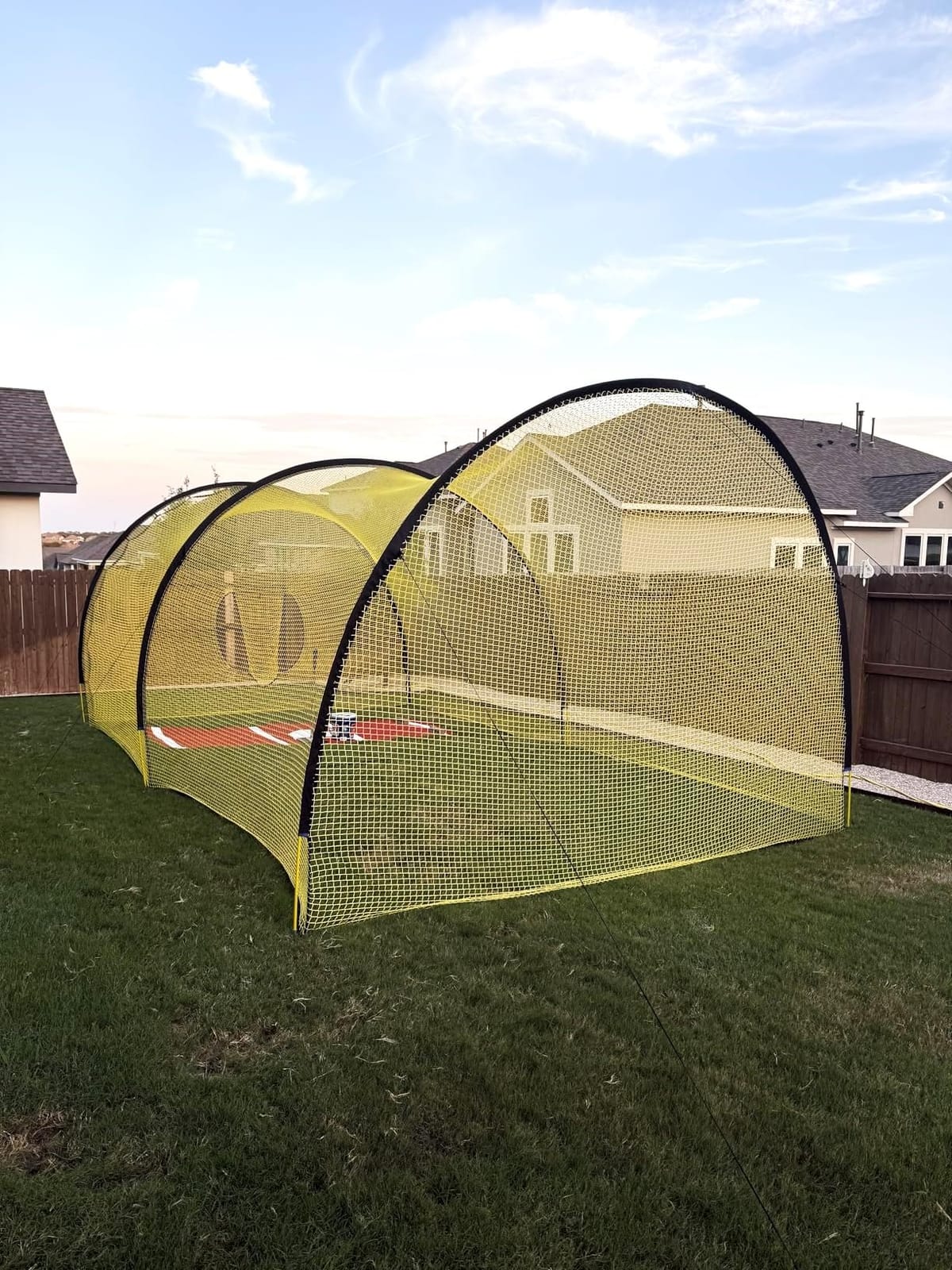 Upgraded 22ft x 12ft x 8ft Baseball & Softball Batting Cage Net with Pitching Machine Hole, 5ply 1.25'' Anti-Tear Netting, 13.4MM Fibreglass Poles, Portable Carry Bag customer photo 1