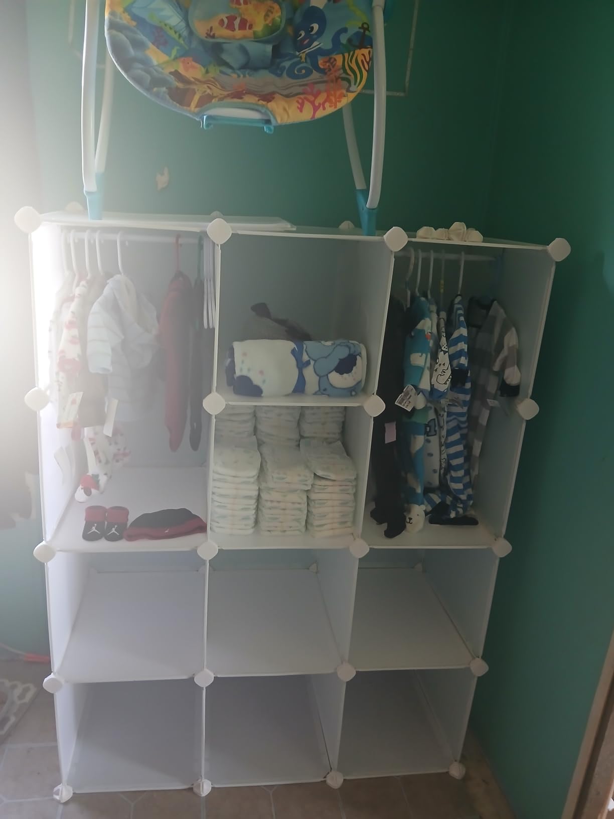 VIPZONE Baby Dresser, Kids Closet Organizers, Portable Kids Wardrobe for Closet, Bedroom, Nursery, Cubby, Cabinet, Clothes, Dress, Baby Storage Shelf, Armoire Clothes Hanging (Blue) customer photo 1