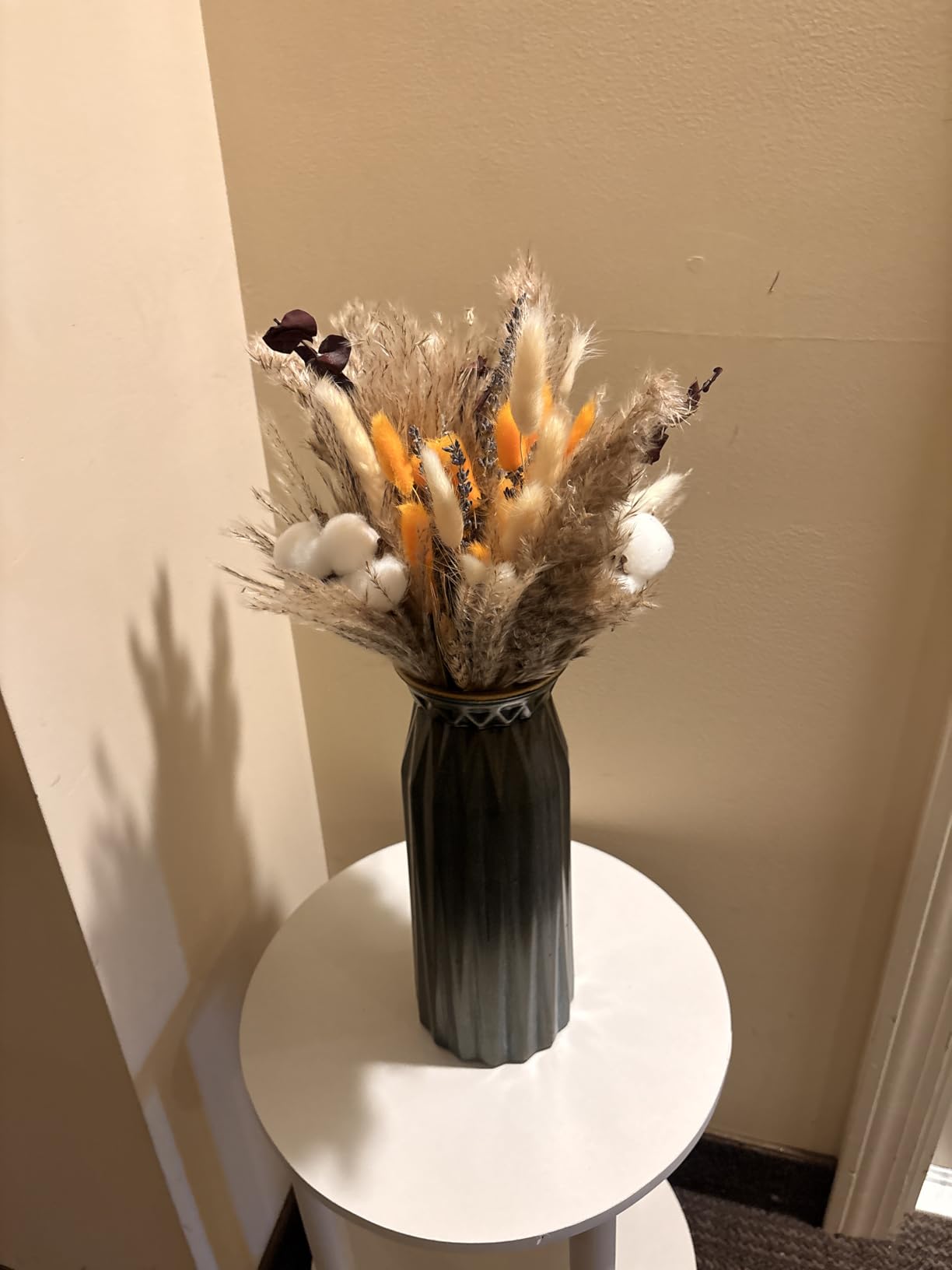 Fall Dried Flower Bouquet - Boho Fall Decor with Pampas Grass, Cotton, and Orange Bunny Tails - Autumn Floral Arrangement for Home, Mantel, or Vase - Fall Decorations for Home Indoor & Porch customer photo 2